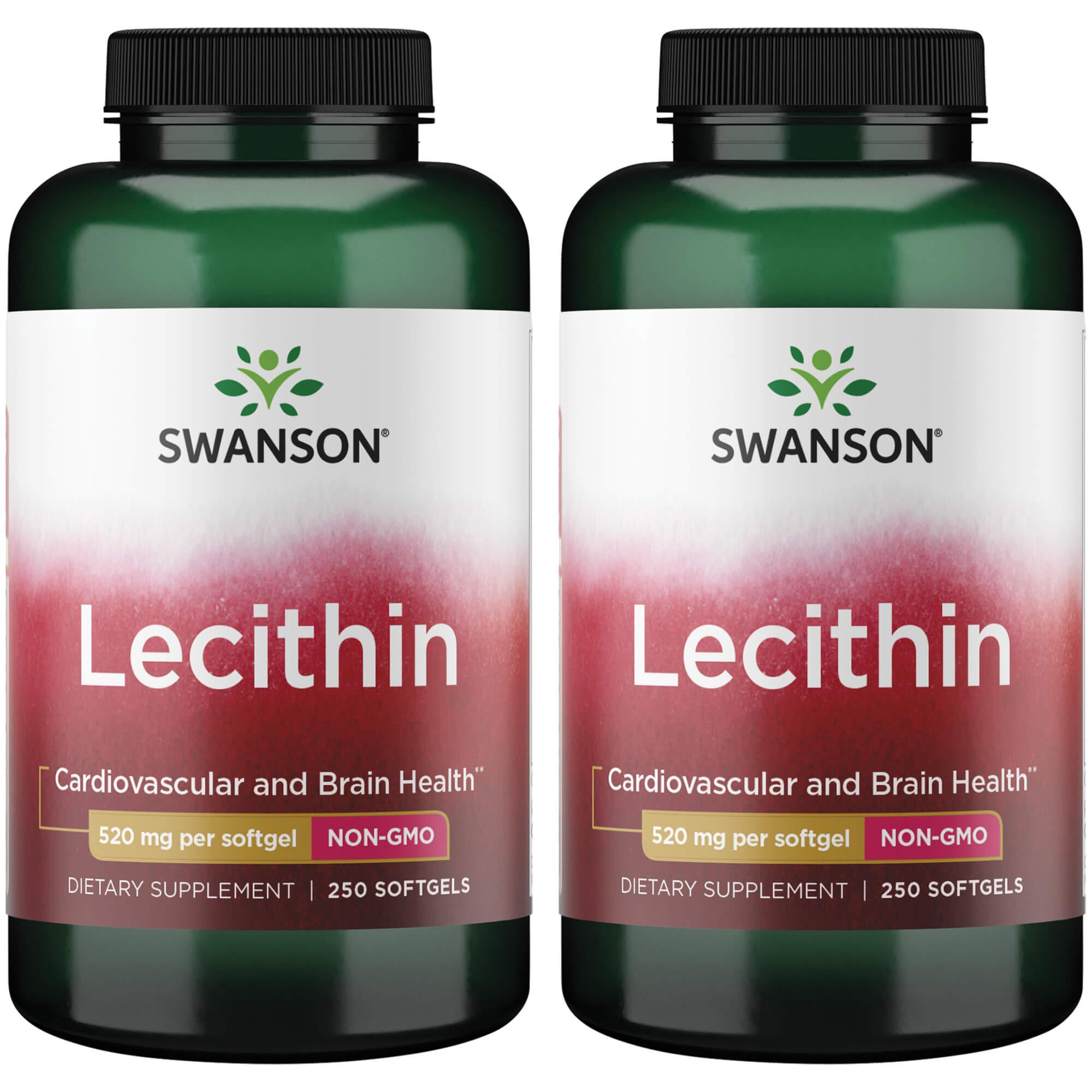 Swanson Premium Lecithin - Non-Gmo 2 Pack Supplement Vitamin 520 mg 250 Soft Gels