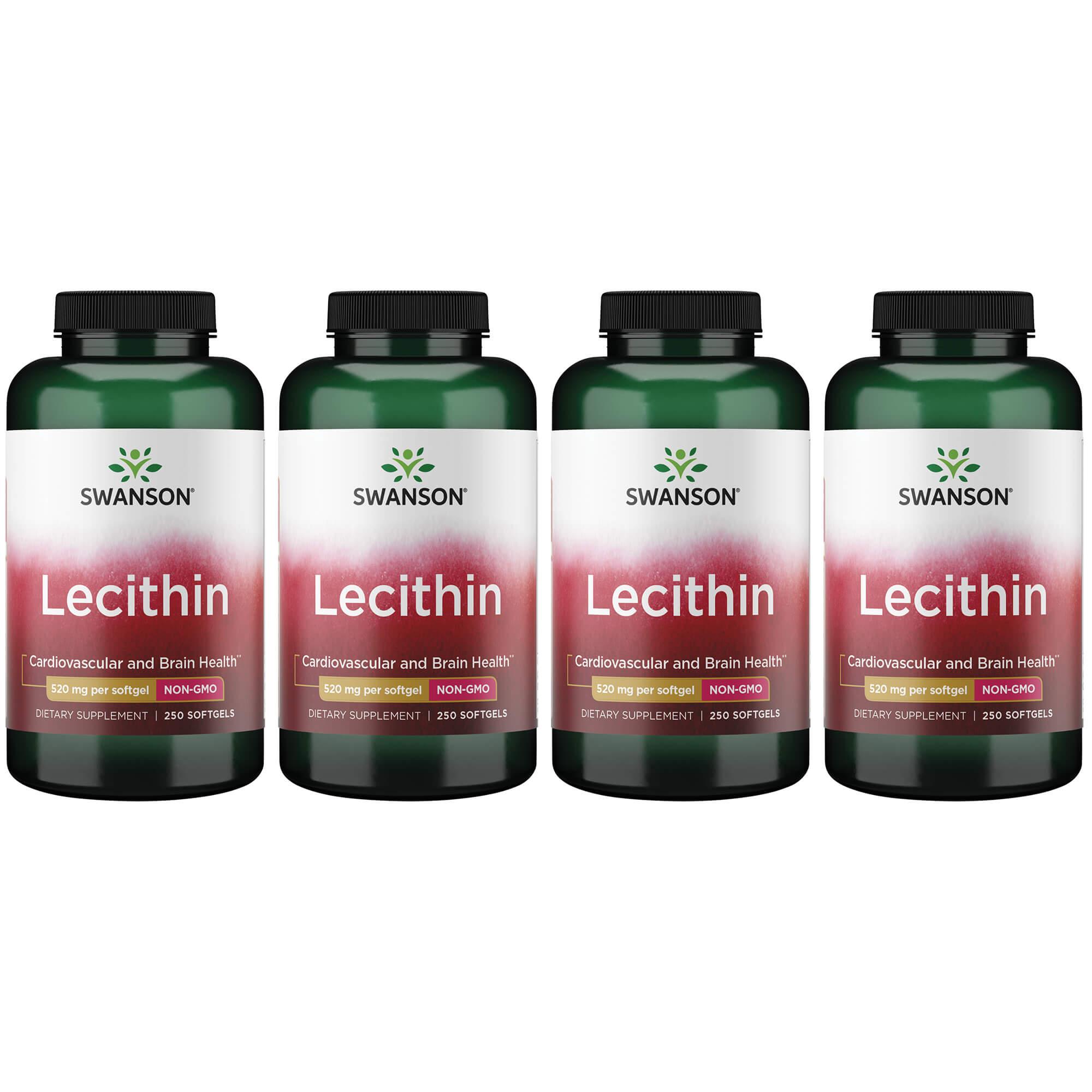 Swanson Premium Lecithin - Non-Gmo 4 Pack Supplement Vitamin 520 mg 250 Soft Gels