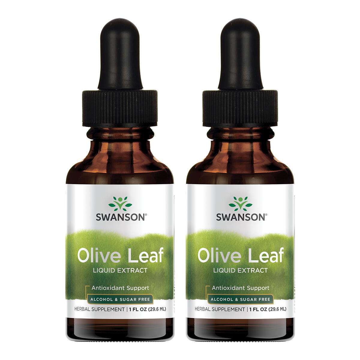 Swanson Premium Olive Leaf Liquid Extract - Alcohol & Sugar Free 2 Pack Vitamin 1.5 G 1 fl oz Liquid