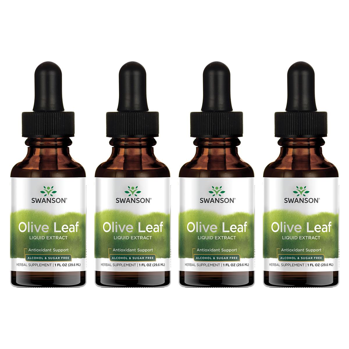 Swanson Premium Olive Leaf Liquid Extract - Alcohol & Sugar Free 4 Pack Vitamin 1.5 G 1 fl oz Liquid
