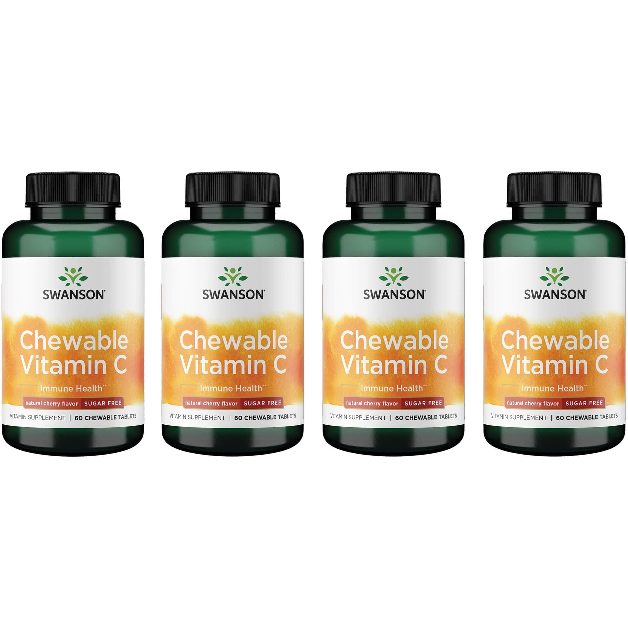 Swanson Premium Chewable Vitamin C - Natural Cherry Flavor Sugar-Free 4 Pack 60 Chewables