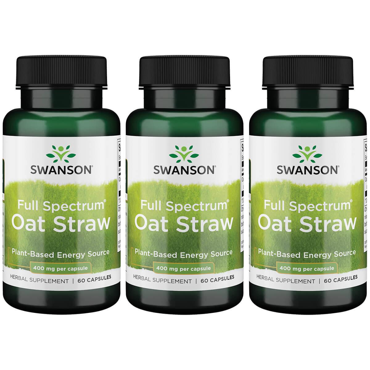 Swanson Premium Full Spectrum Oat Straw 3 Pack Vitamin 400 mg 60 Caps