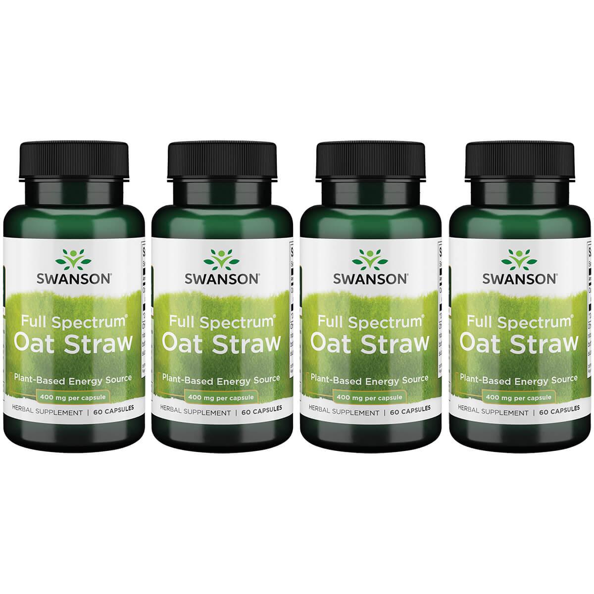 Swanson Premium Full Spectrum Oat Straw 4 Pack Vitamin 400 mg 60 Caps