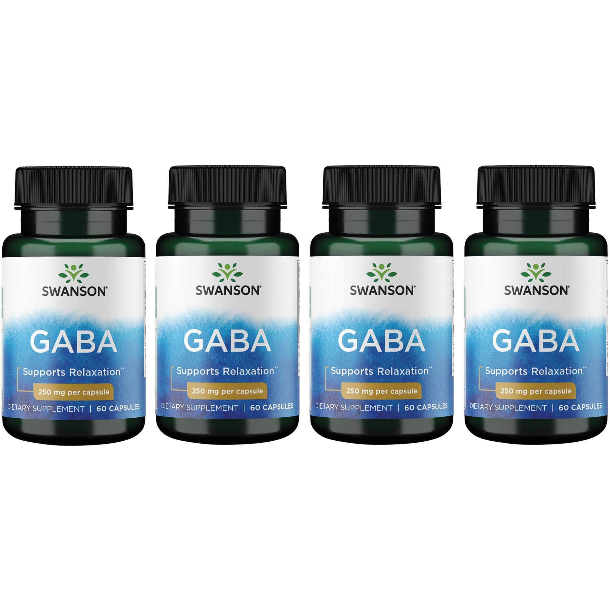 Swanson Premium Gaba 4 Pack Supplement Vitamin 250 mg 60 Caps