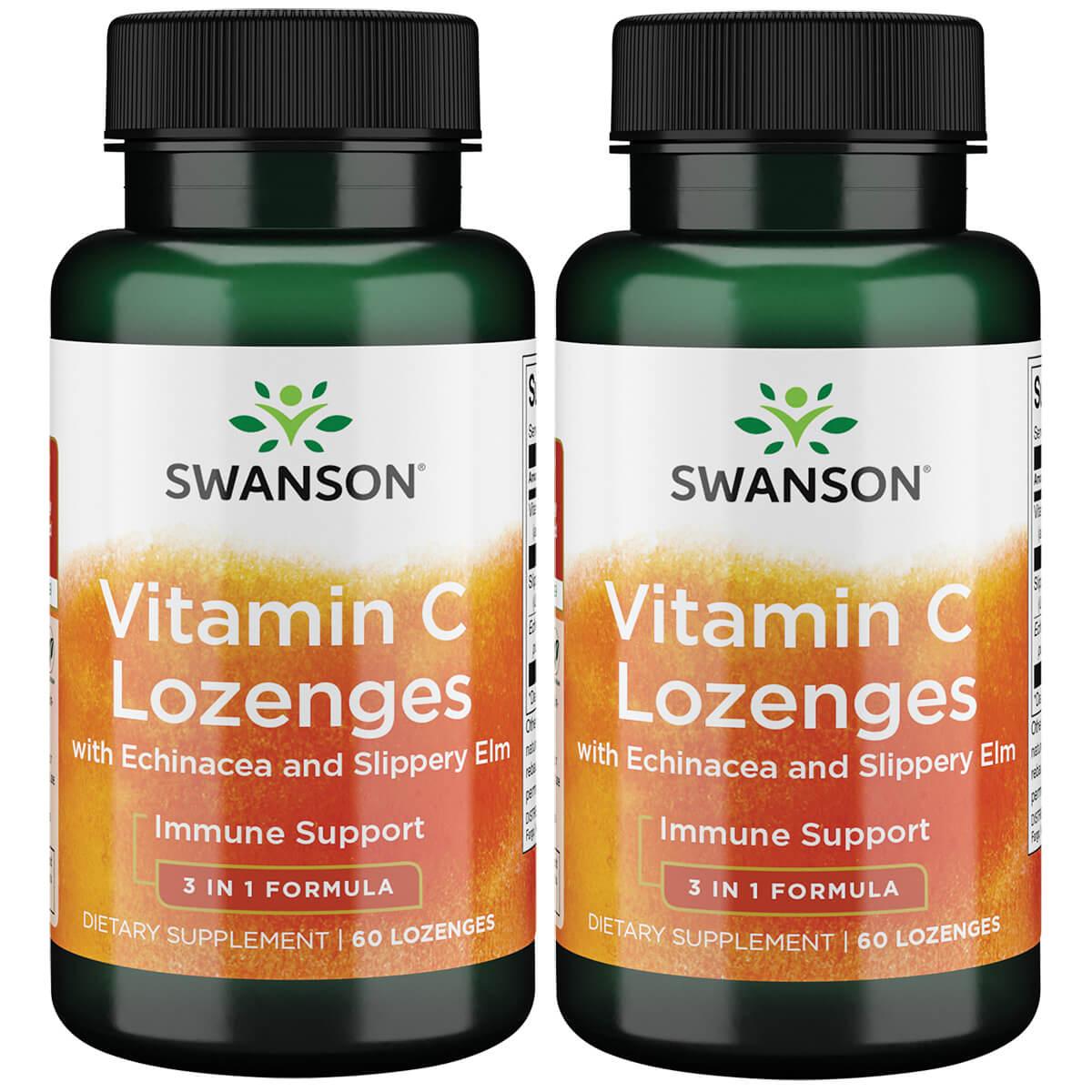 Swanson Premium Vitamin C Lozenges with Echinacea and Slippery Elm 2 Pack 60 Loz