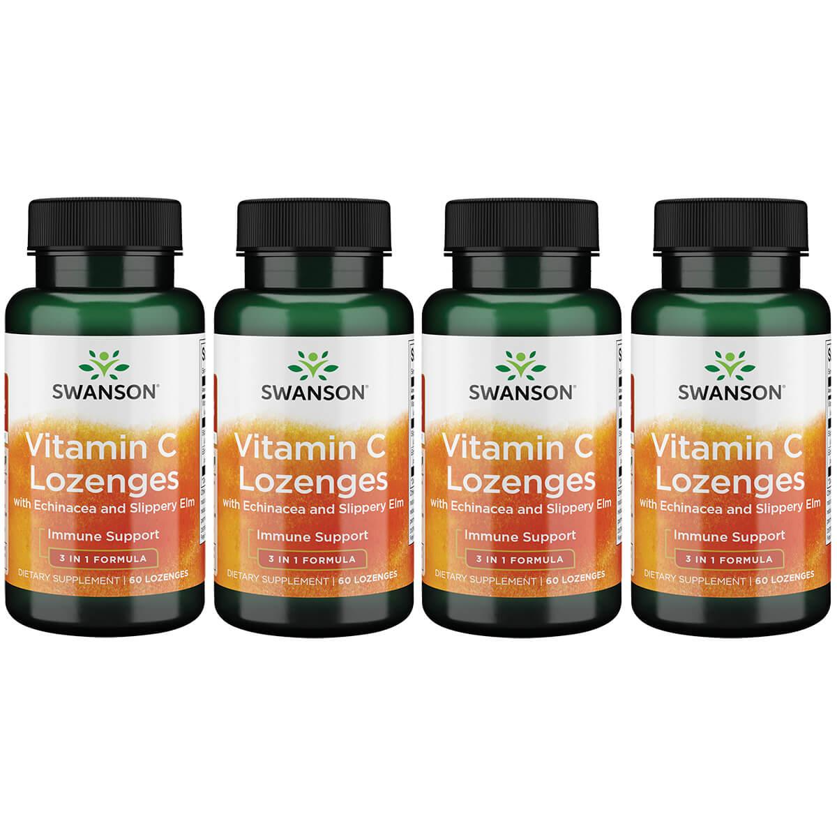 Swanson Premium Vitamin C Lozenges with Echinacea and Slippery Elm 4 Pack 60 Loz