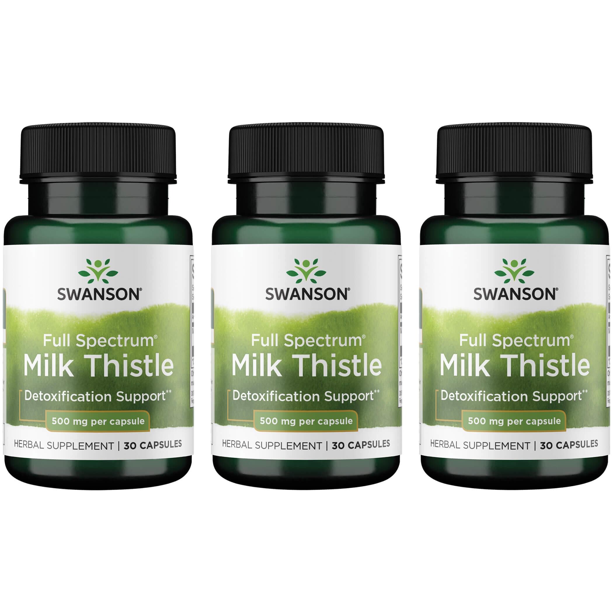 Swanson Premium Full Spectrum Milk Thistle 3 Pack Vitamin 500 mg 30 Caps