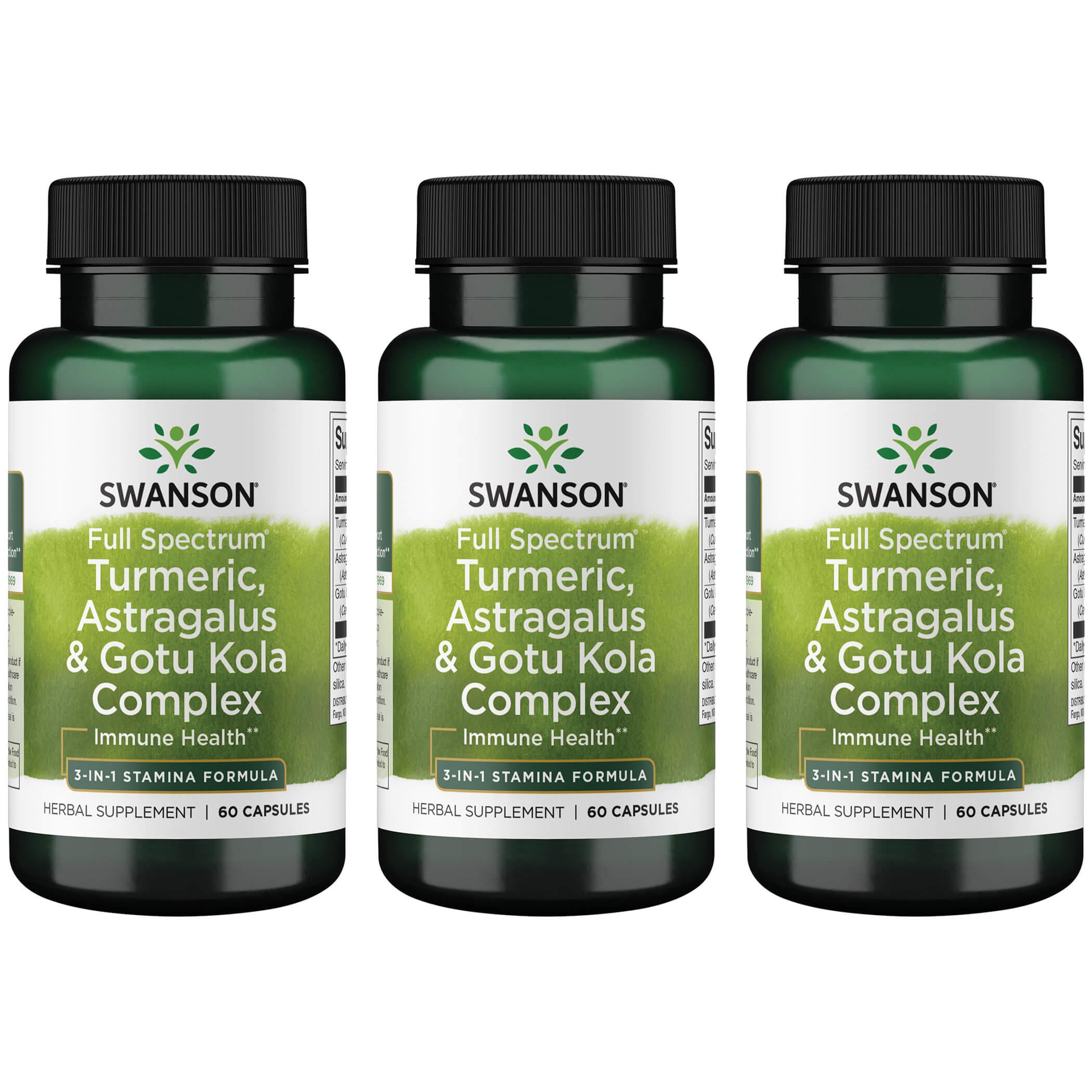 Swanson Premium Full Spectrum Turmeric, Astragalus & Gotu Kola Complex 3 Pack Vitamin 60 Caps