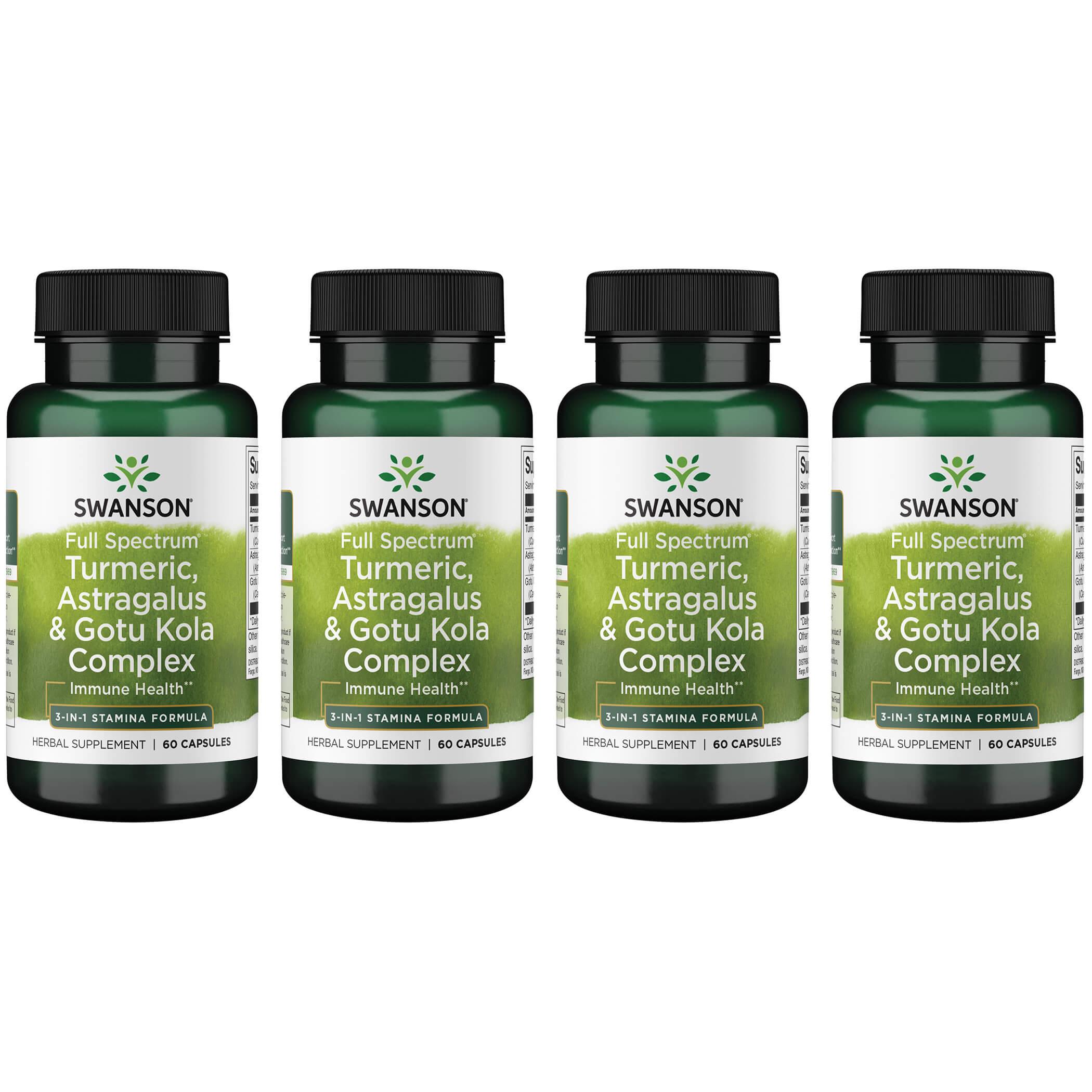 Swanson Premium Full Spectrum Turmeric, Astragalus & Gotu Kola Complex 4 Pack Vitamin 60 Caps