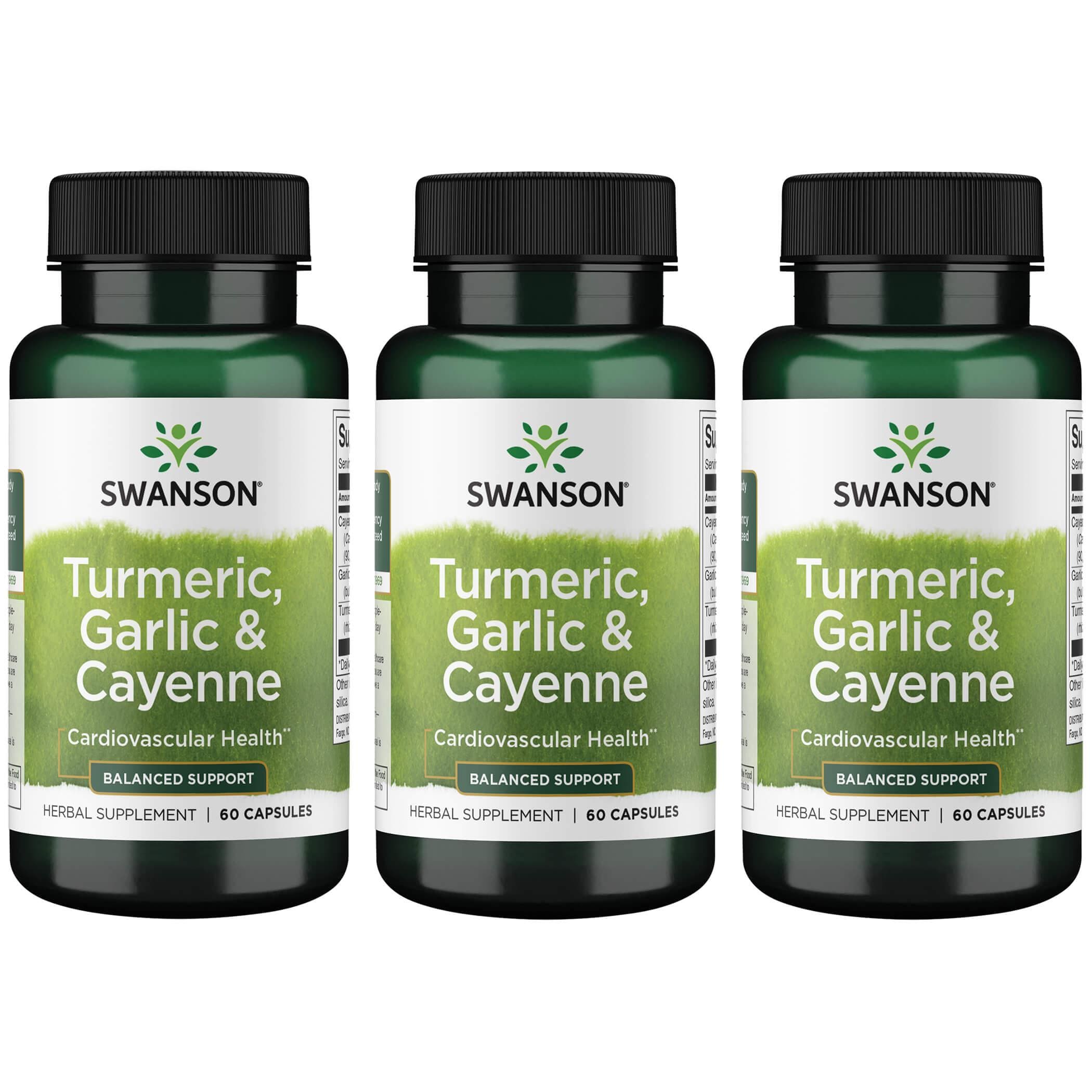Swanson Premium Turmeric, Garlic & Cayenne - Balanced Support 3 Pack Vitamin 60 Caps