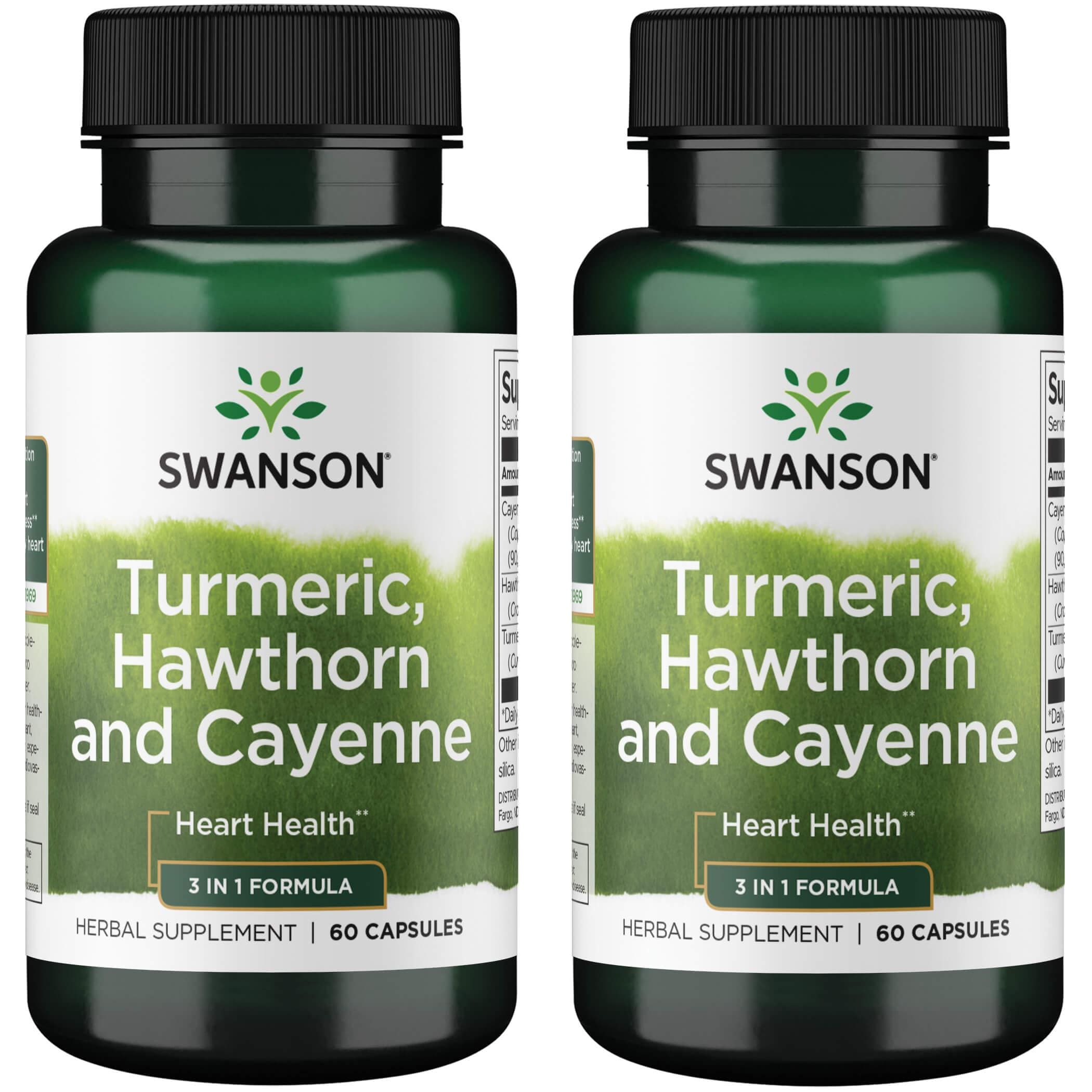 Swanson Premium Turmeric, Hawthorn and Cayenne 2 Pack Vitamin 60 Caps