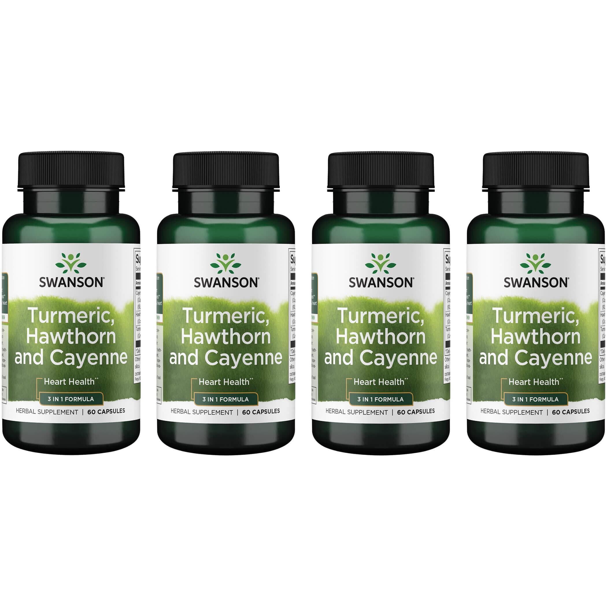 Swanson Premium Turmeric, Hawthorn and Cayenne 4 Pack Vitamin 60 Caps