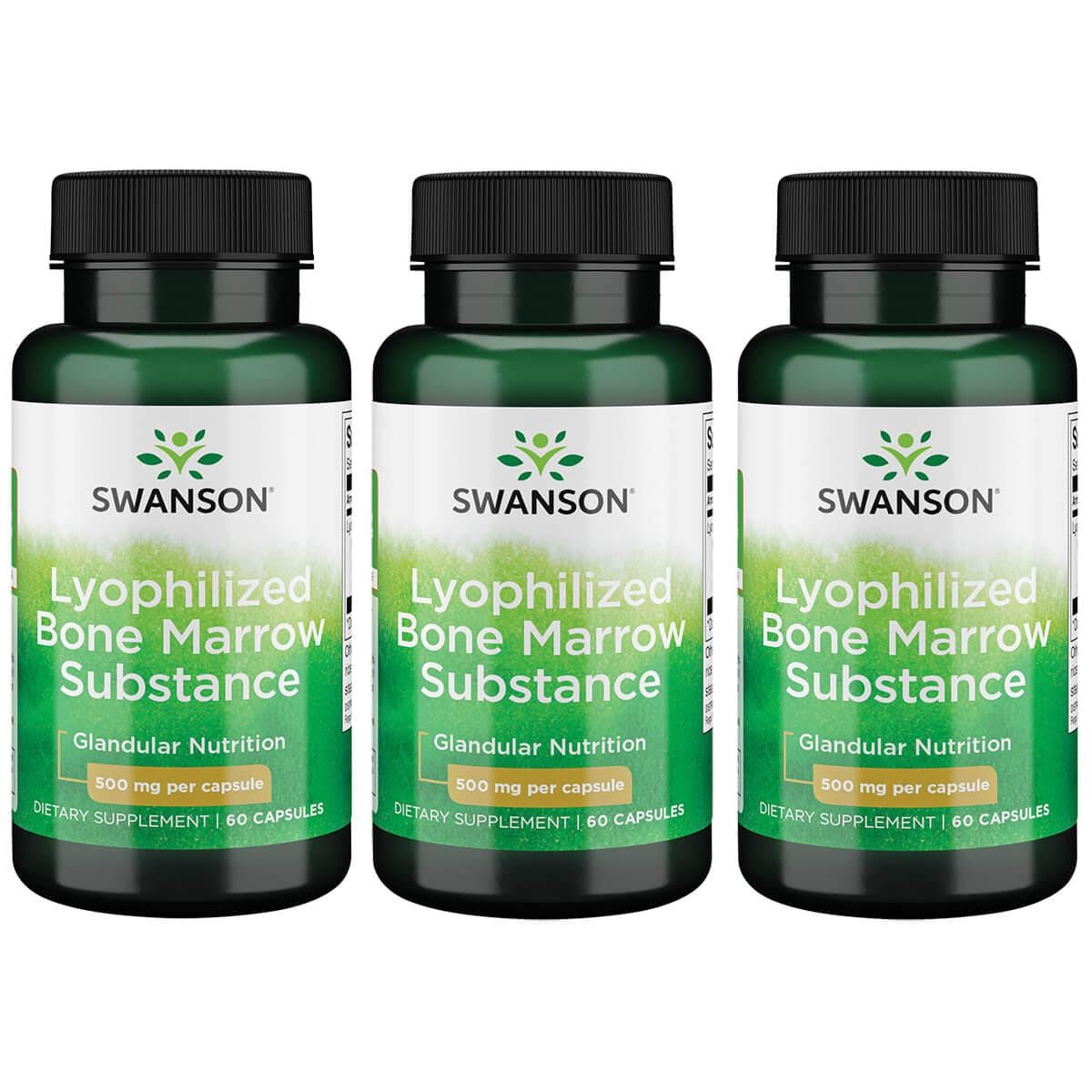 Swanson Premium Lyophilized Bone Marrow Substance 3 Pack Supplement Vitamin 500 mg 60 Caps