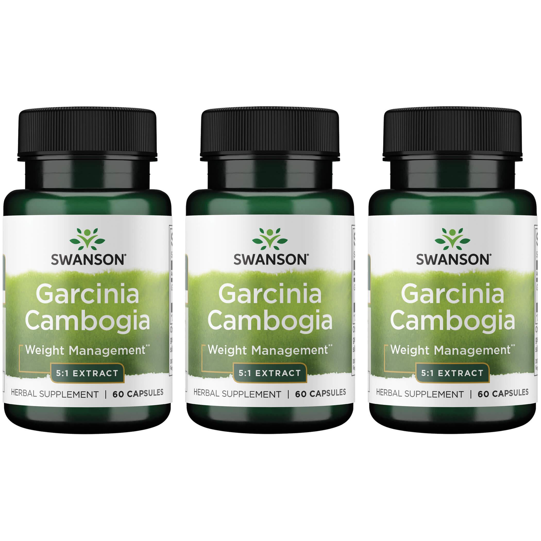 Swanson Premium Garcinia Cambogia 5:1 Extract 3 Pack Vitamin 80 mg 60 Caps Weight Management