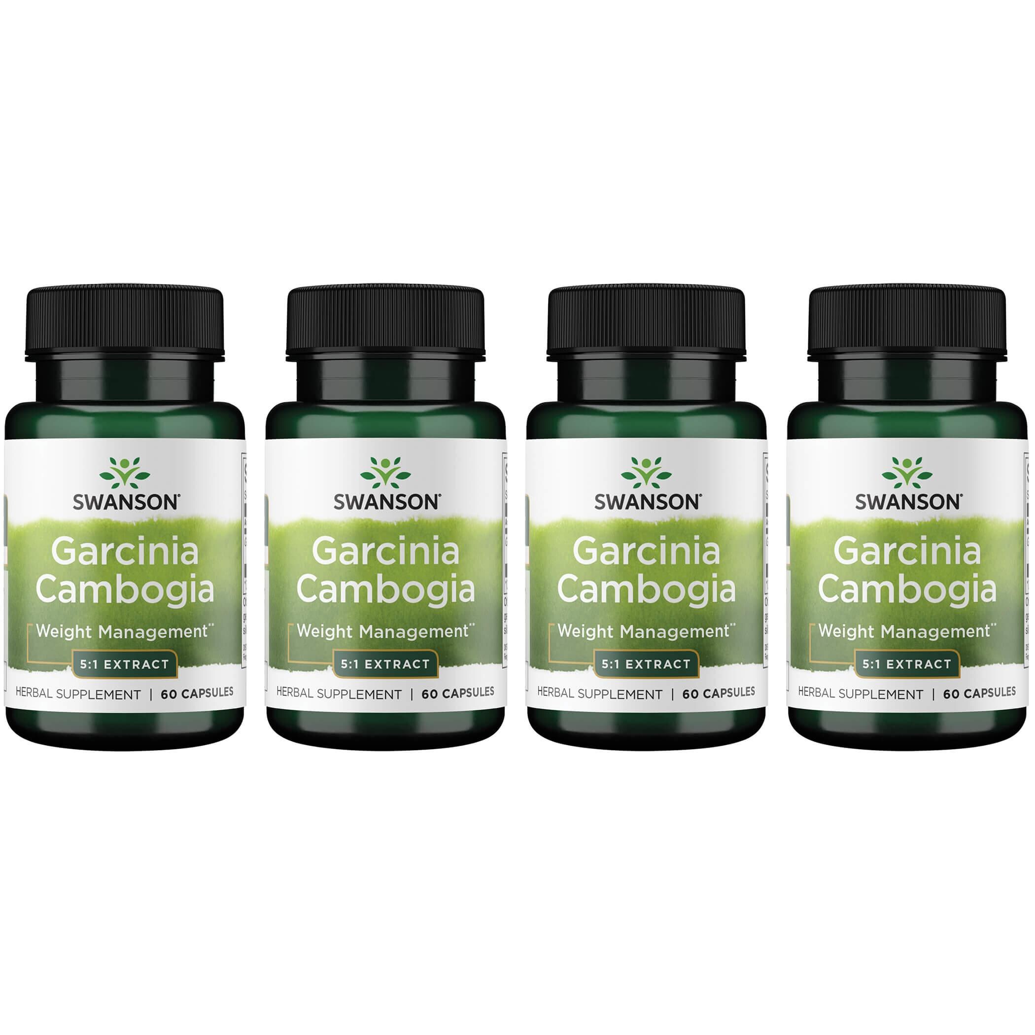 Swanson Premium Garcinia Cambogia 5:1 Extract 4 Pack Vitamin 80 mg 60 Caps Weight Management