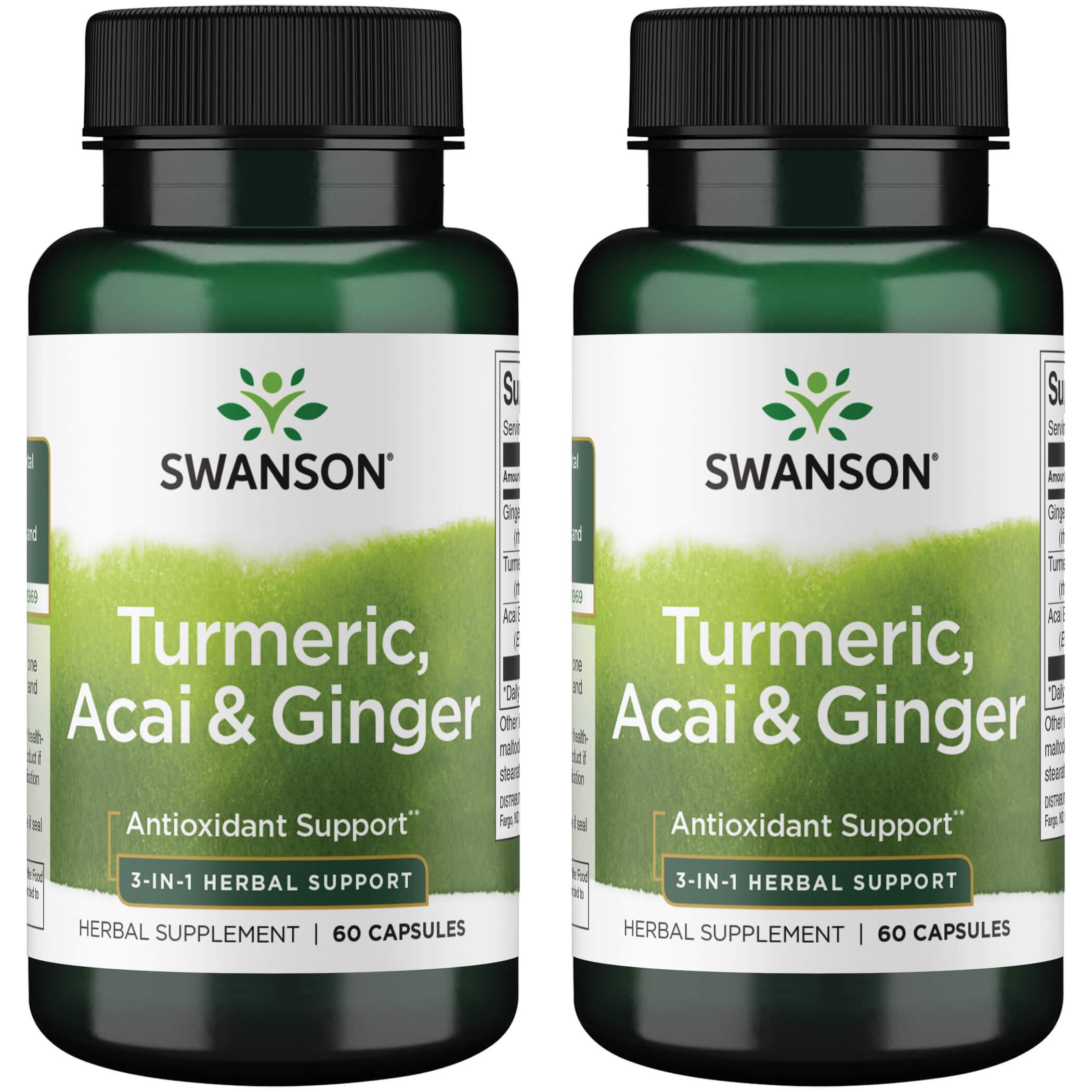 Swanson Premium Turmeric, Acai & Ginger 2 Pack Vitamin 60 Caps