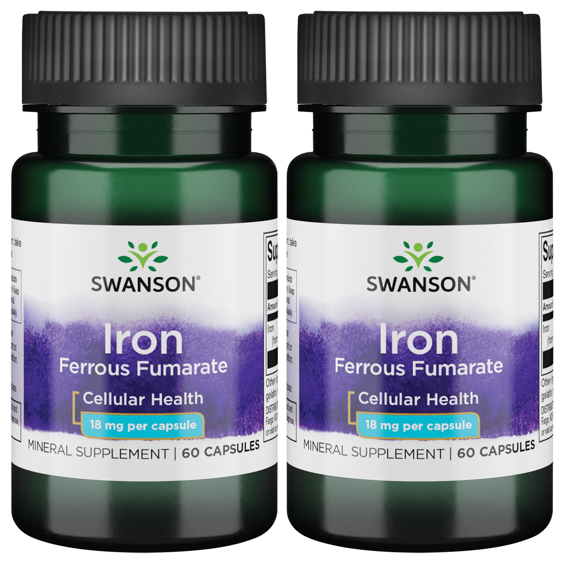 Swanson Premium Iron Ferrous Fumarate 2 Pack Vitamin 18 mg 60 Caps
