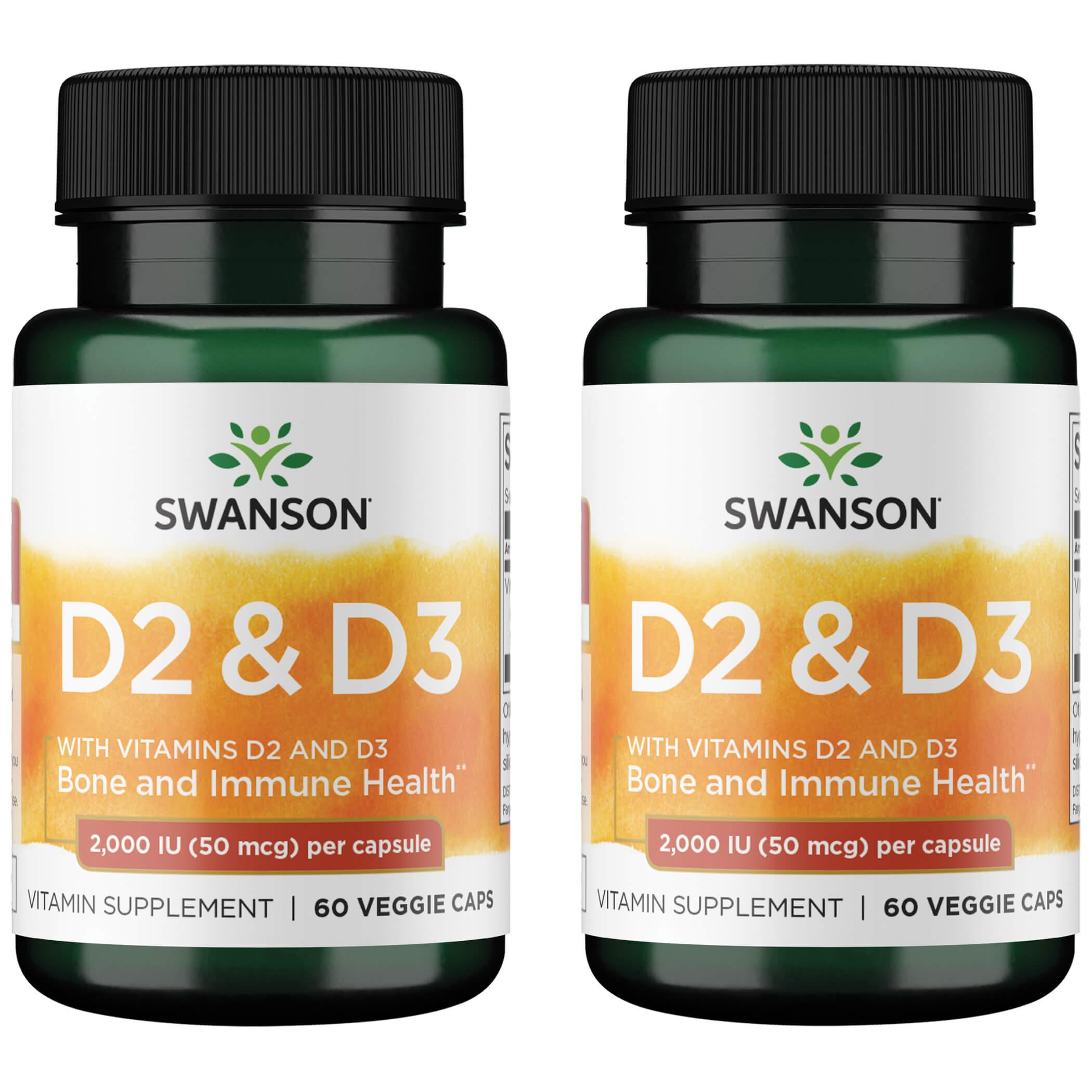 Swanson Premium Vitamin D2 and D3 Complex 2 Pack 2000 Iu 60 Veg Caps