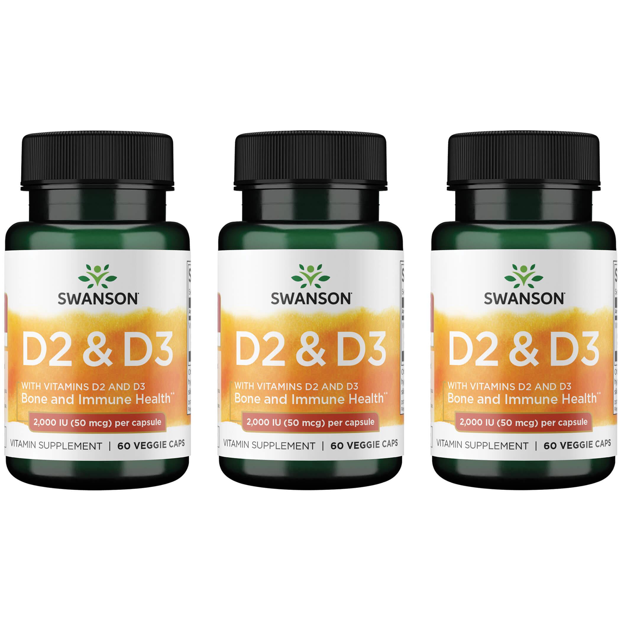 Swanson Premium Vitamin D2 and D3 Complex 3 Pack 2000 Iu 60 Veg Caps