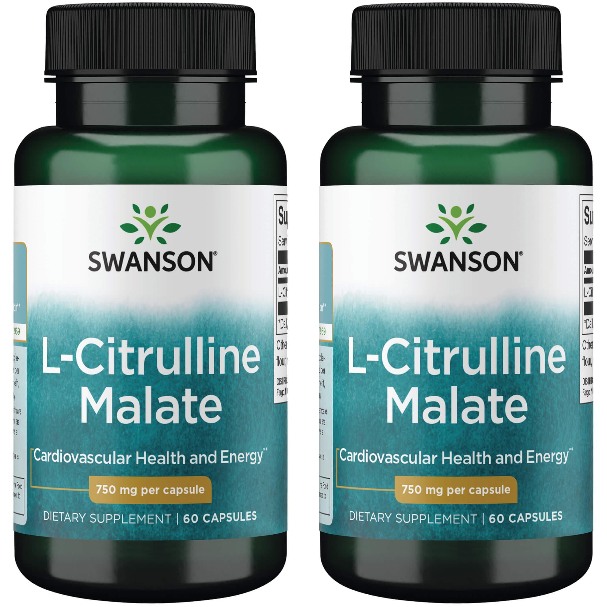 Swanson Premium L-Citrulline Malate 2 Pack Vitamin 750 mg 60 Caps