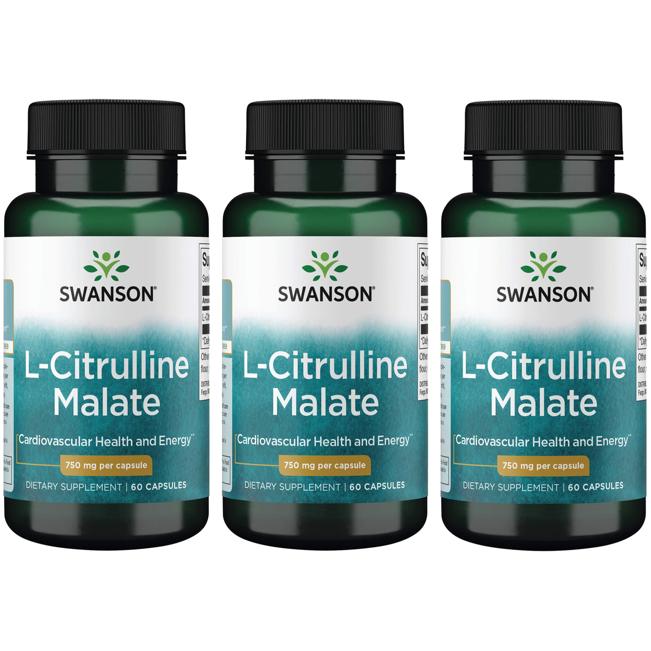 Swanson Premium L-Citrulline Malate 3 Pack Vitamin 750 mg 60 Caps