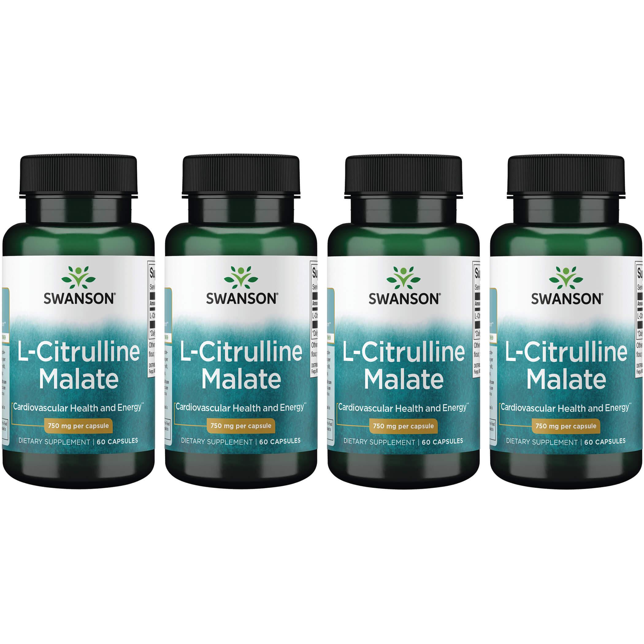 Swanson Premium L-Citrulline Malate 4 Pack Vitamin 750 mg 60 Caps