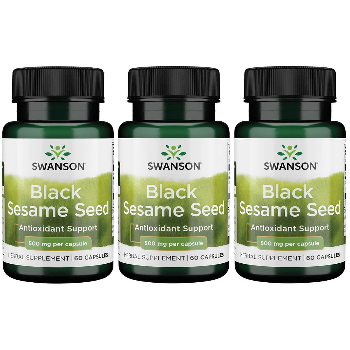 Swanson Premium Black Sesame Seed 3 Pack Vitamin 500 mg 60 Caps