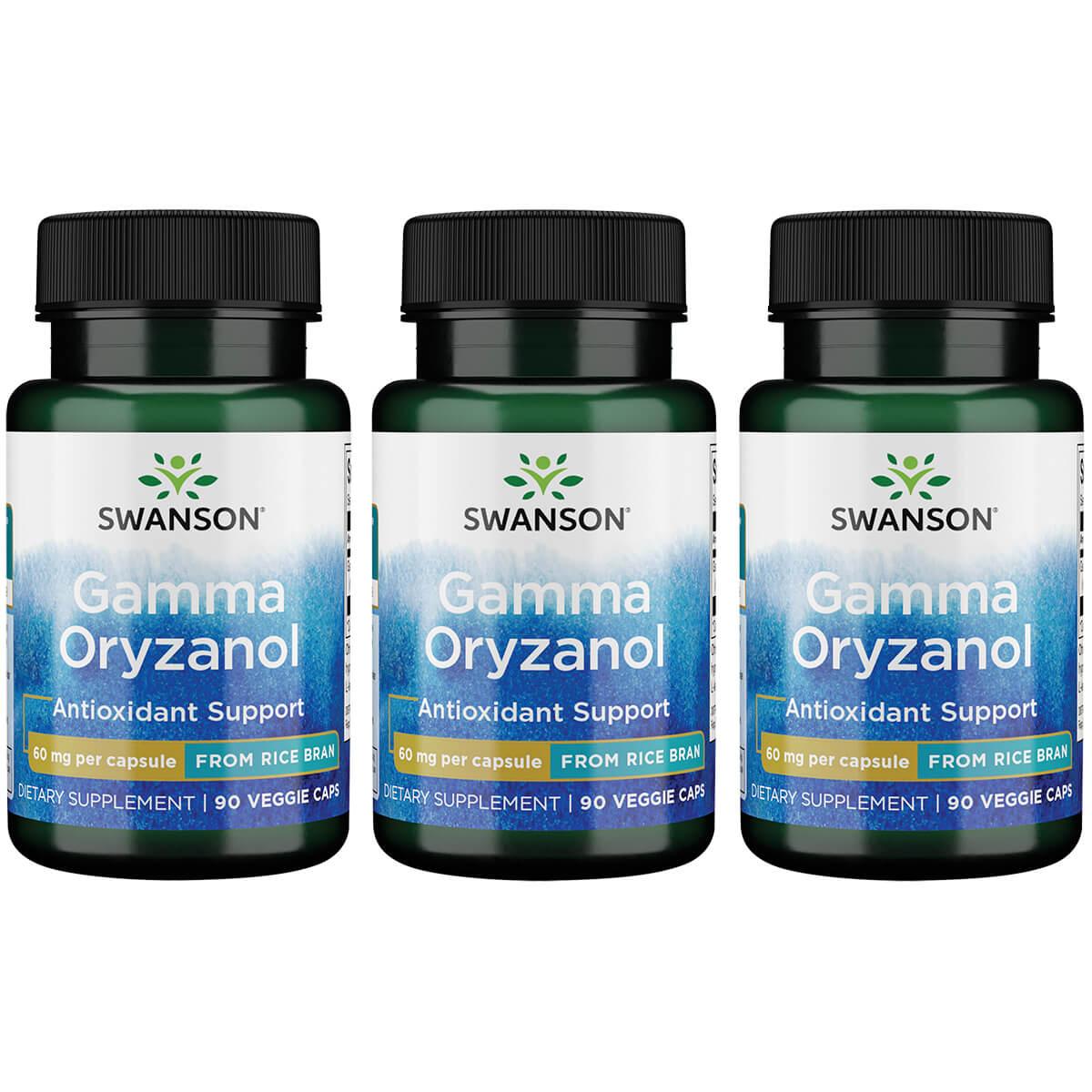 Swanson Premium Gamma Oryzanol - from Rice Bran 3 Pack Supplement Vitamin 60 mg 90 Veg Caps