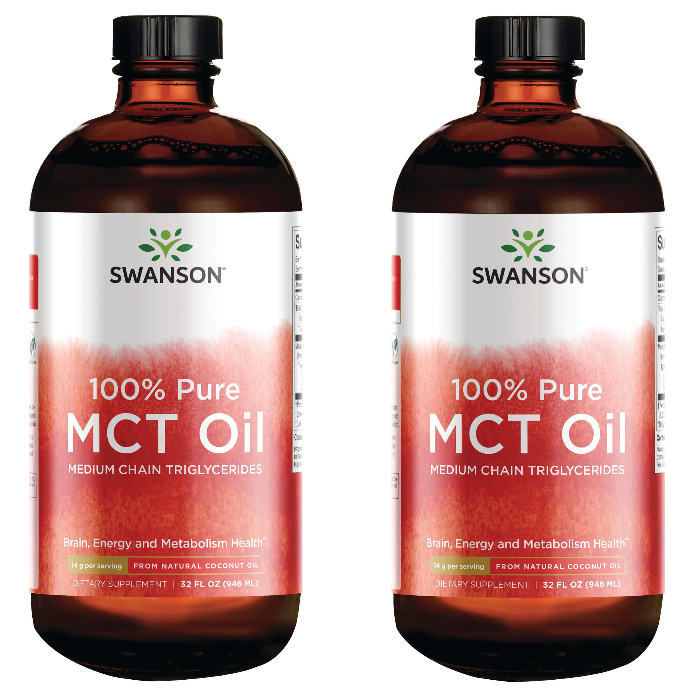 Swanson Premium 100% Pure Mct Oil Medium Chain Triglycerides 2 Pack Supplement Vitamin 14 G 32 fl oz Liquid