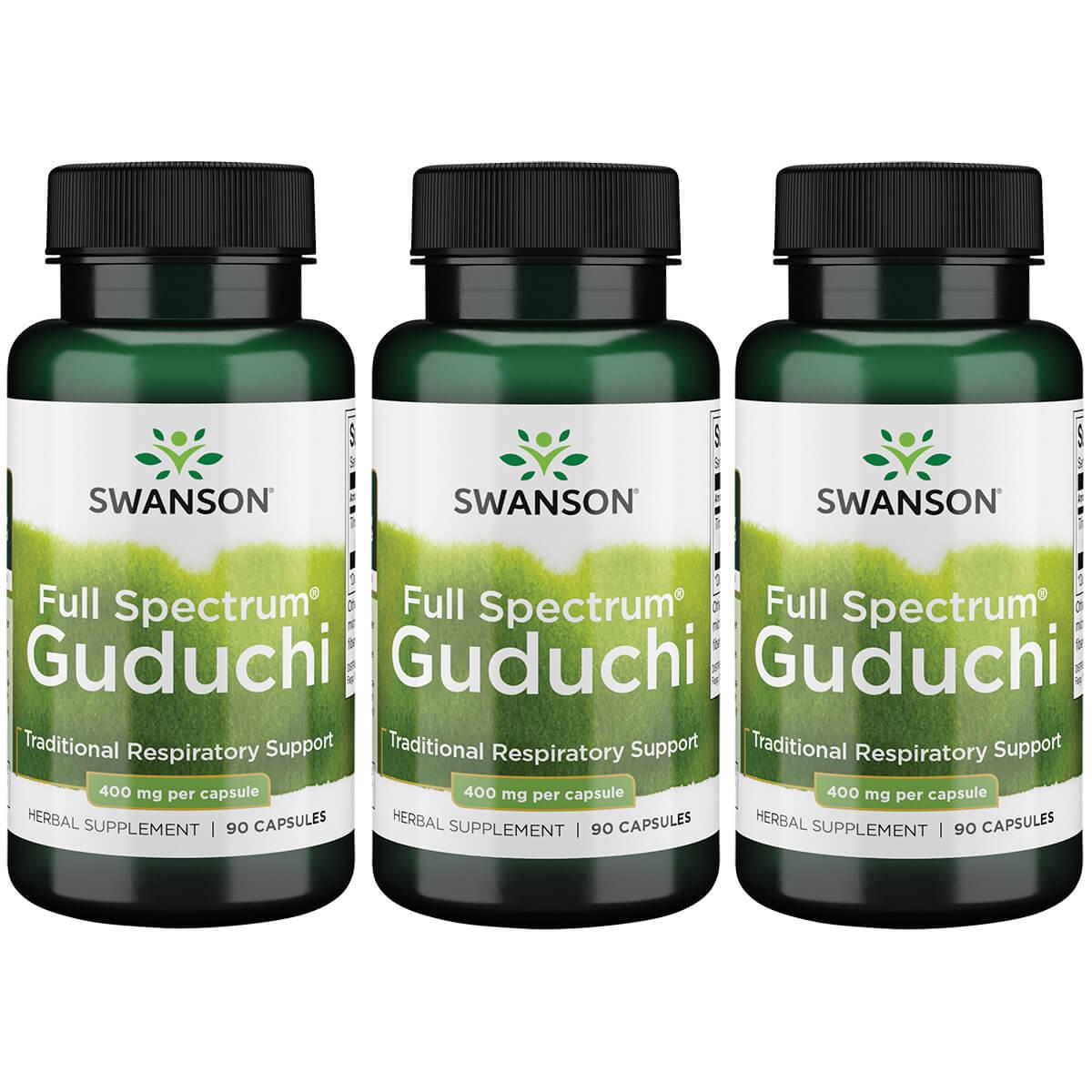 Swanson Premium Full Spectrum Guduchi 3 Pack Vitamin 400 mg 90 Caps