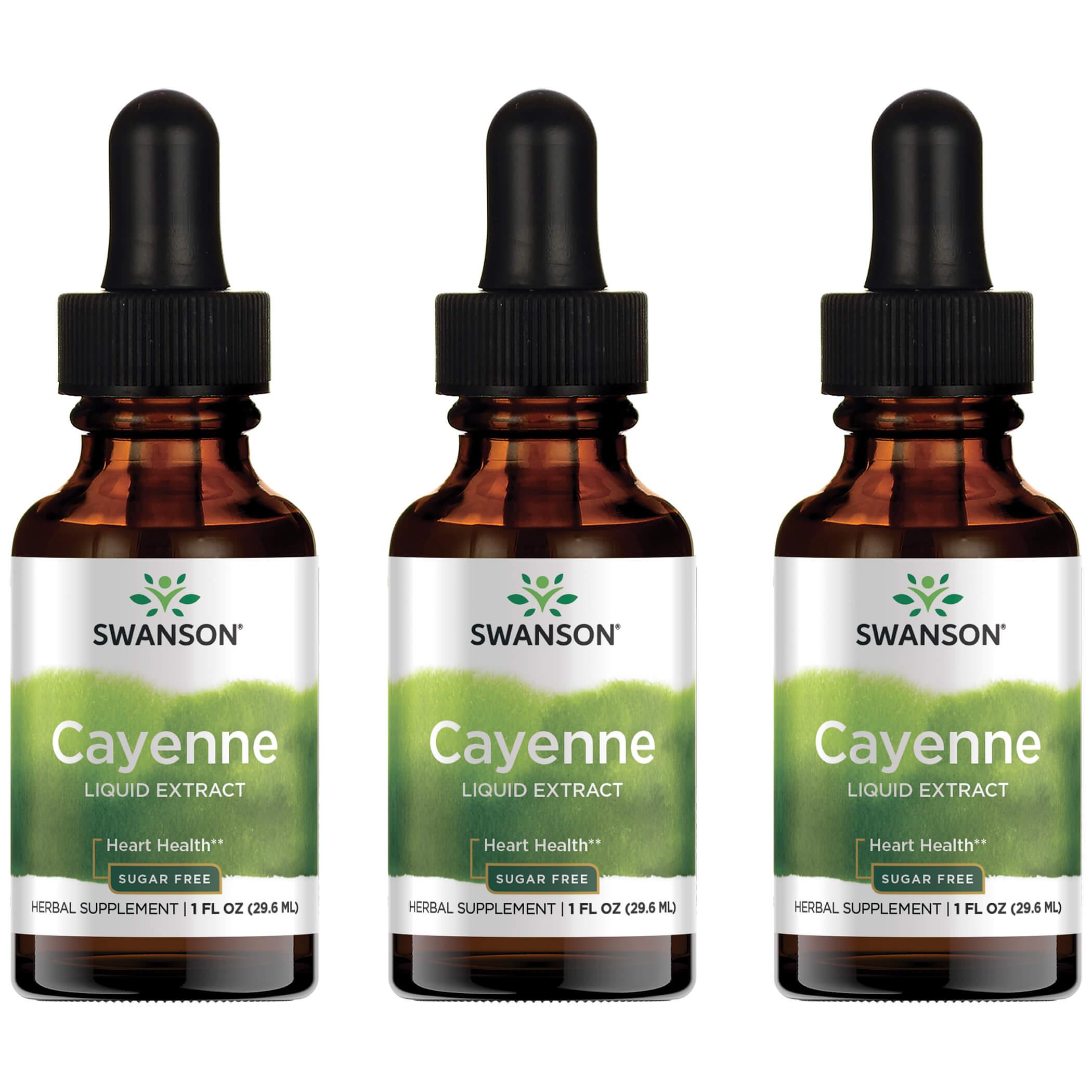 Swanson Premium Cayenne Liquid Extract 3 Pack Vitamin 130 mg 1 fl oz Liquid Weight Management