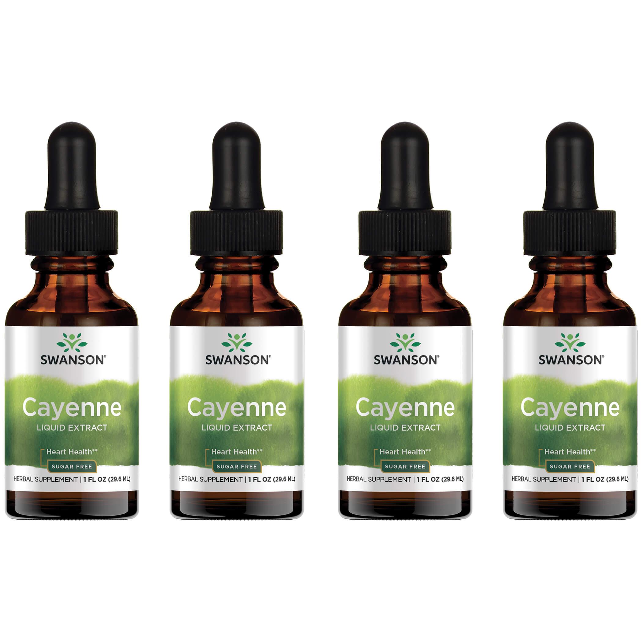 Swanson Premium Cayenne Liquid Extract 4 Pack Vitamin 130 mg 1 fl oz Liquid Weight Management