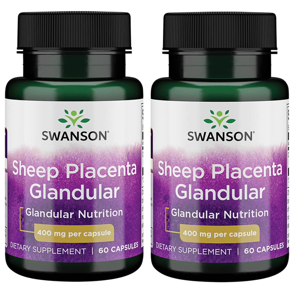 Swanson Premium Sheep Placenta Glandular 2 Pack Vitamin 400 mg 60 Caps