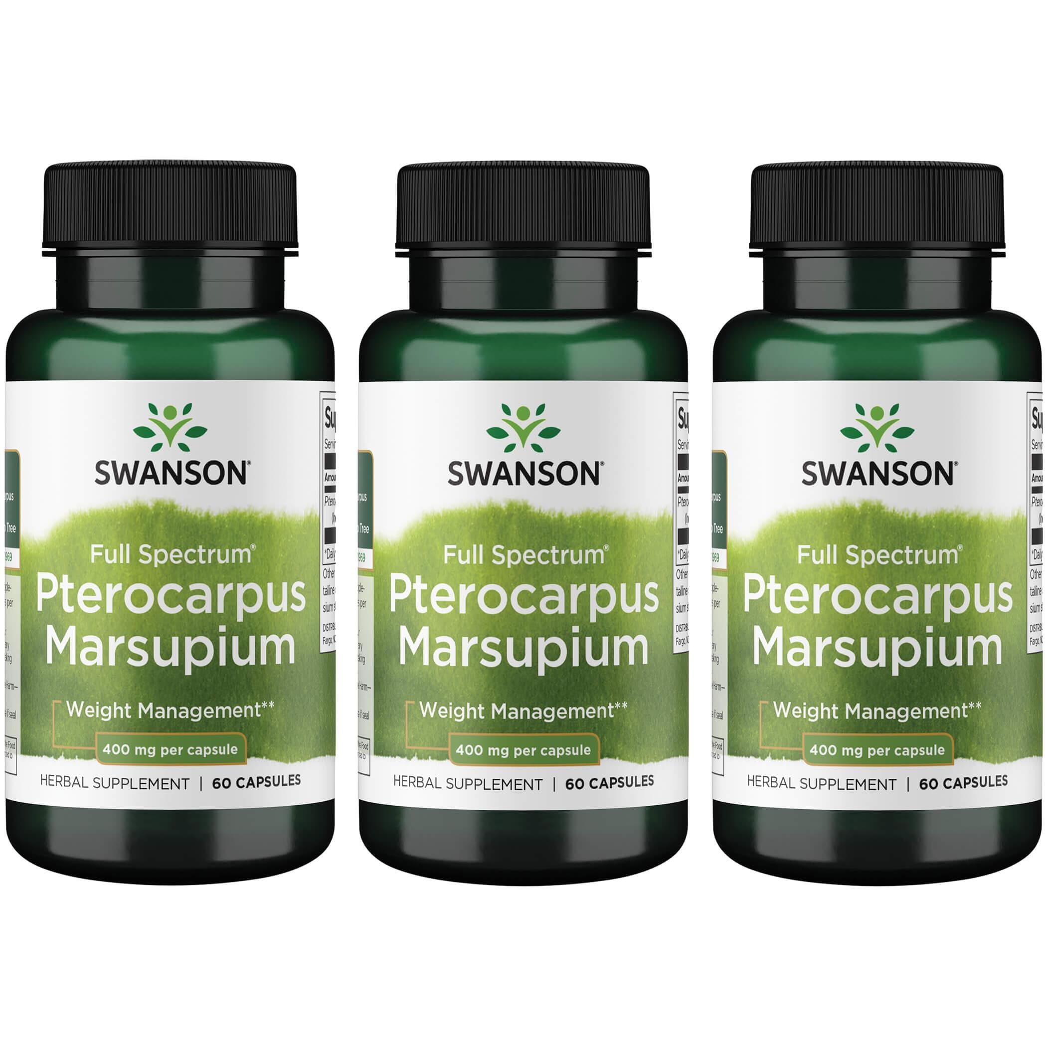 Swanson Premium Full Spectrum Pterocarpus Marsupium 3 Pack Vitamin 400 mg 60 Caps Weight Management