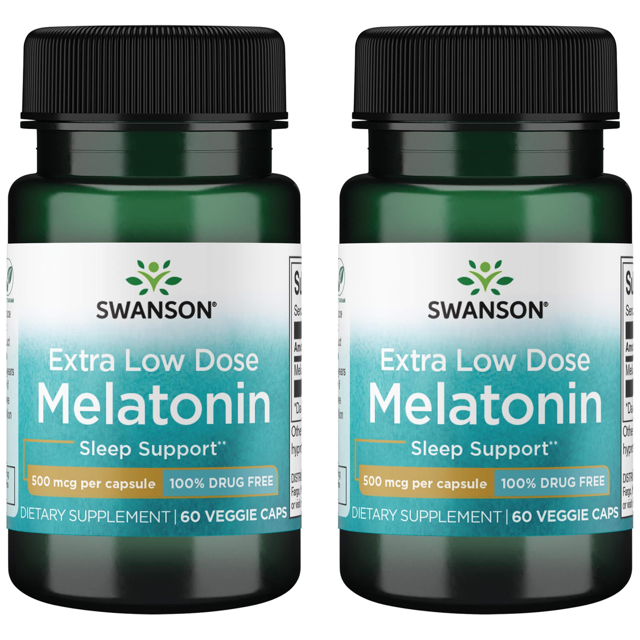 Swanson Premium Melatonin 2 Pack Supplement Vitamin 500 mcg 60 Veg Caps