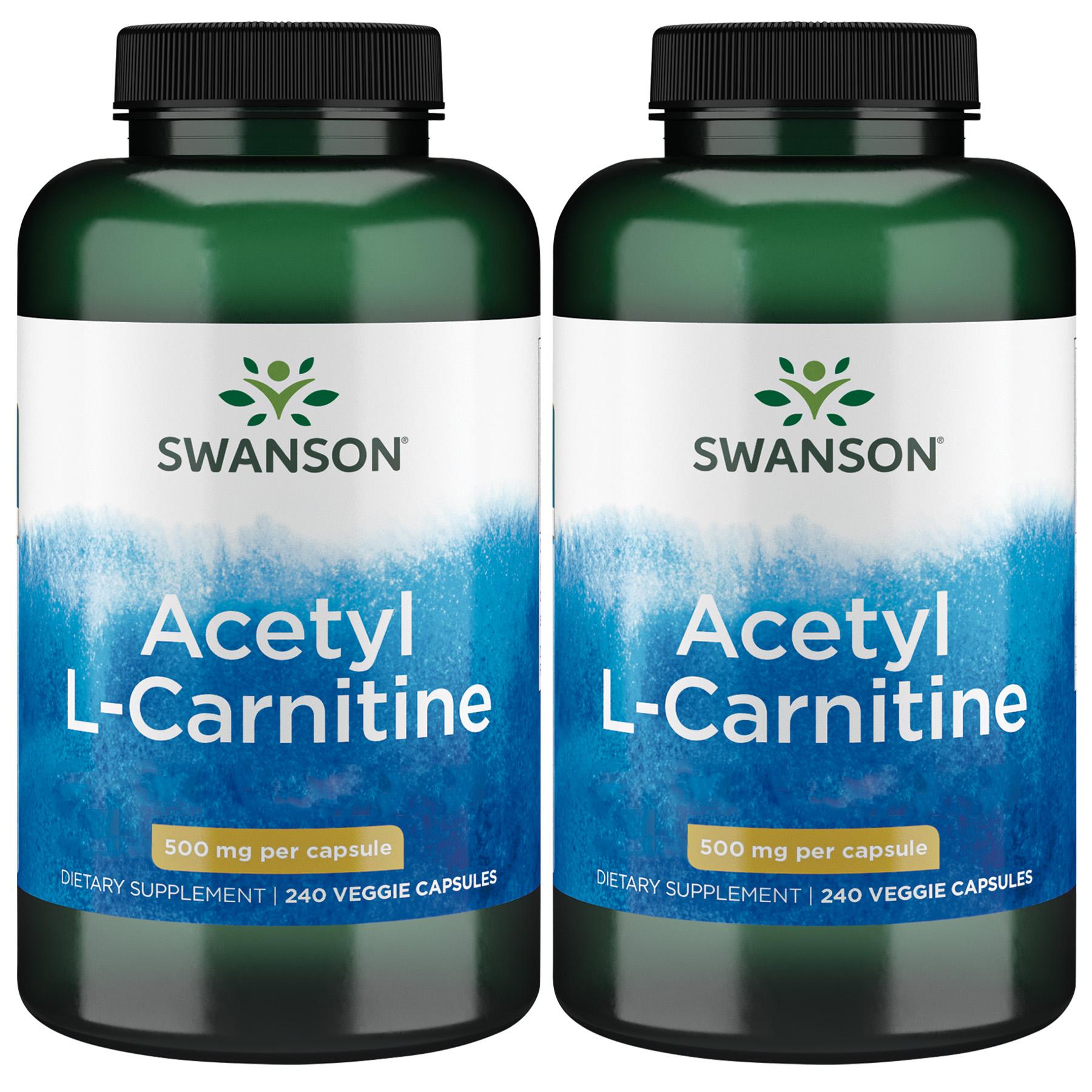 Swanson Premium Acetyl L-Carnitine 2 Pack Supplement Vitamin 500 mg 240 Veg Caps