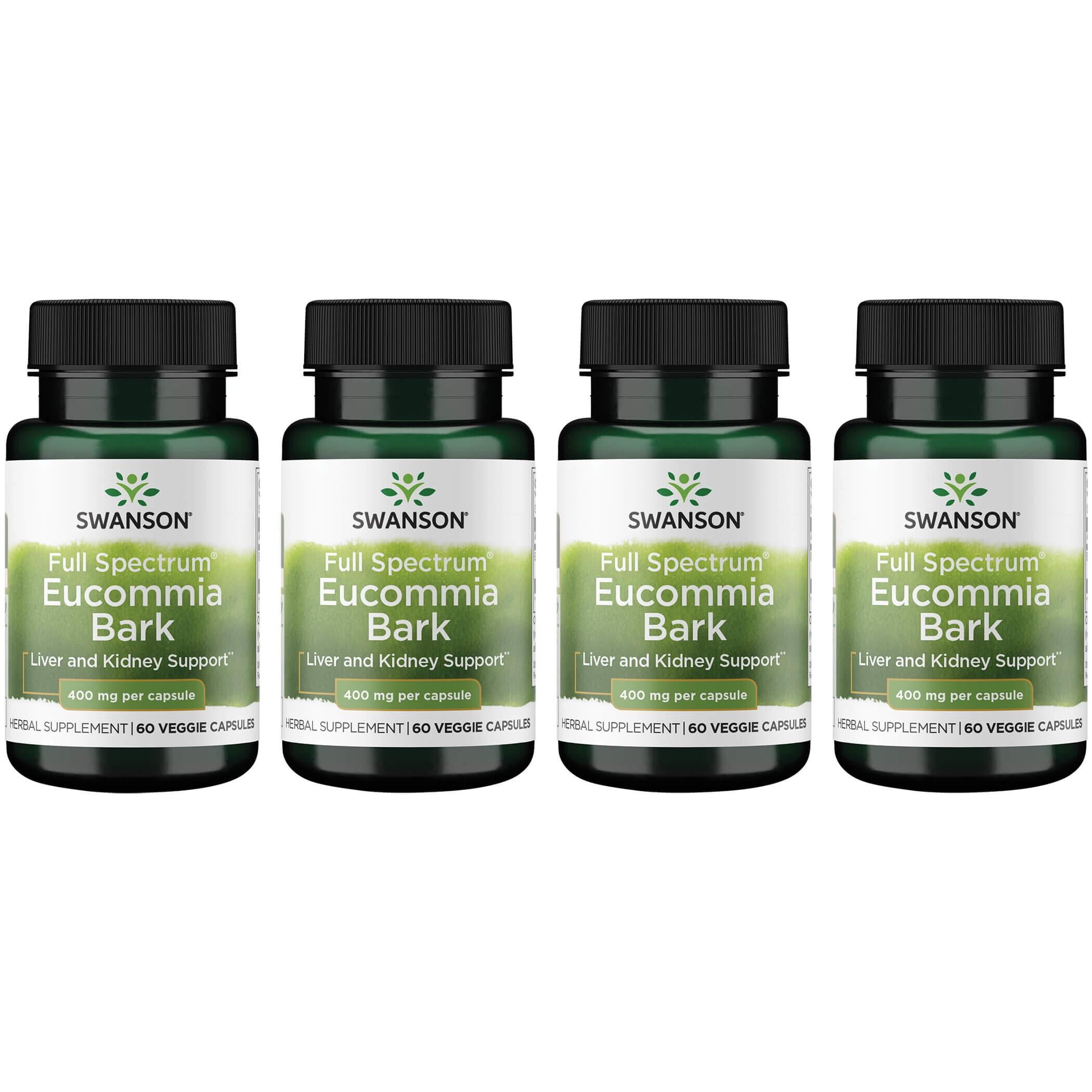 Swanson Premium Full Spectrum Eucommia Bark 4 Pack Vitamin 400 mg 60 Veg Caps