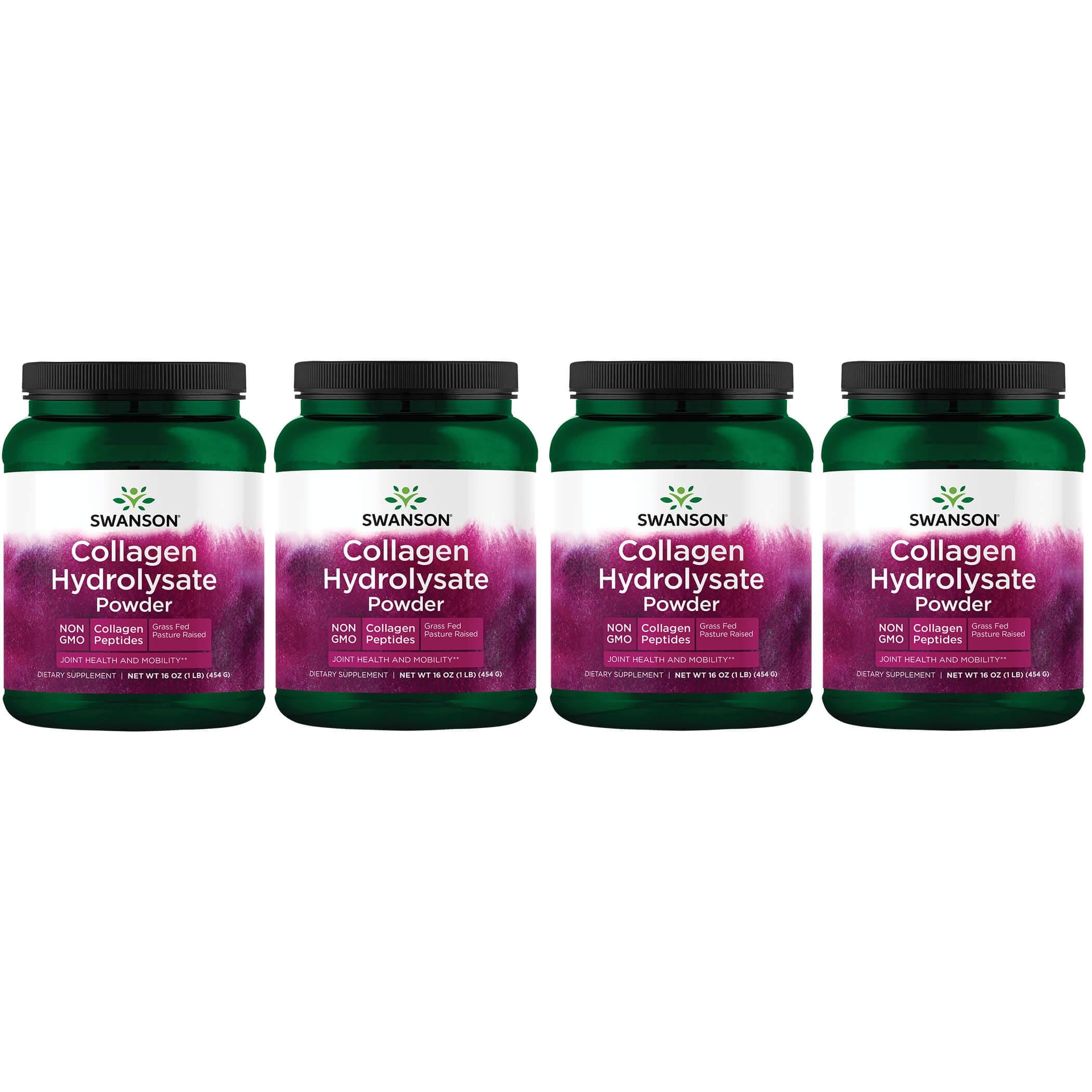 Swanson Premium Collagen Hydrolysate Powder - Peptides 4 Pack 16 oz Powder