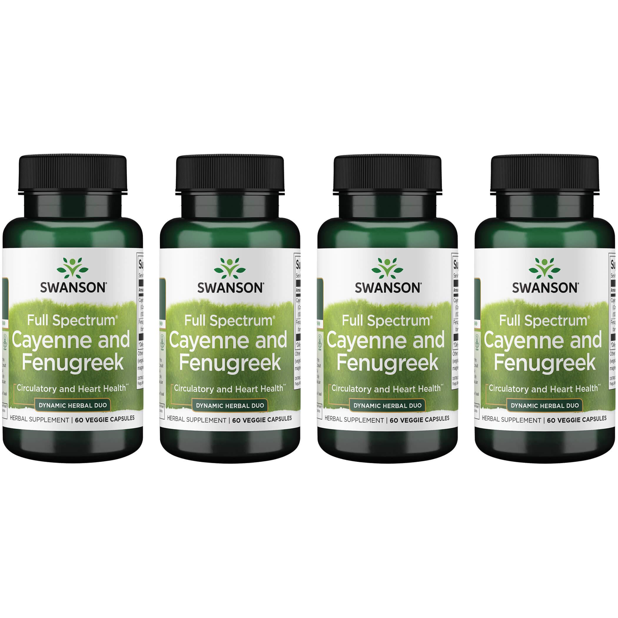 Swanson Premium Full Spectrum Cayenne and Fenugreek 4 Pack Vitamin 60 Veg Caps Weight Management