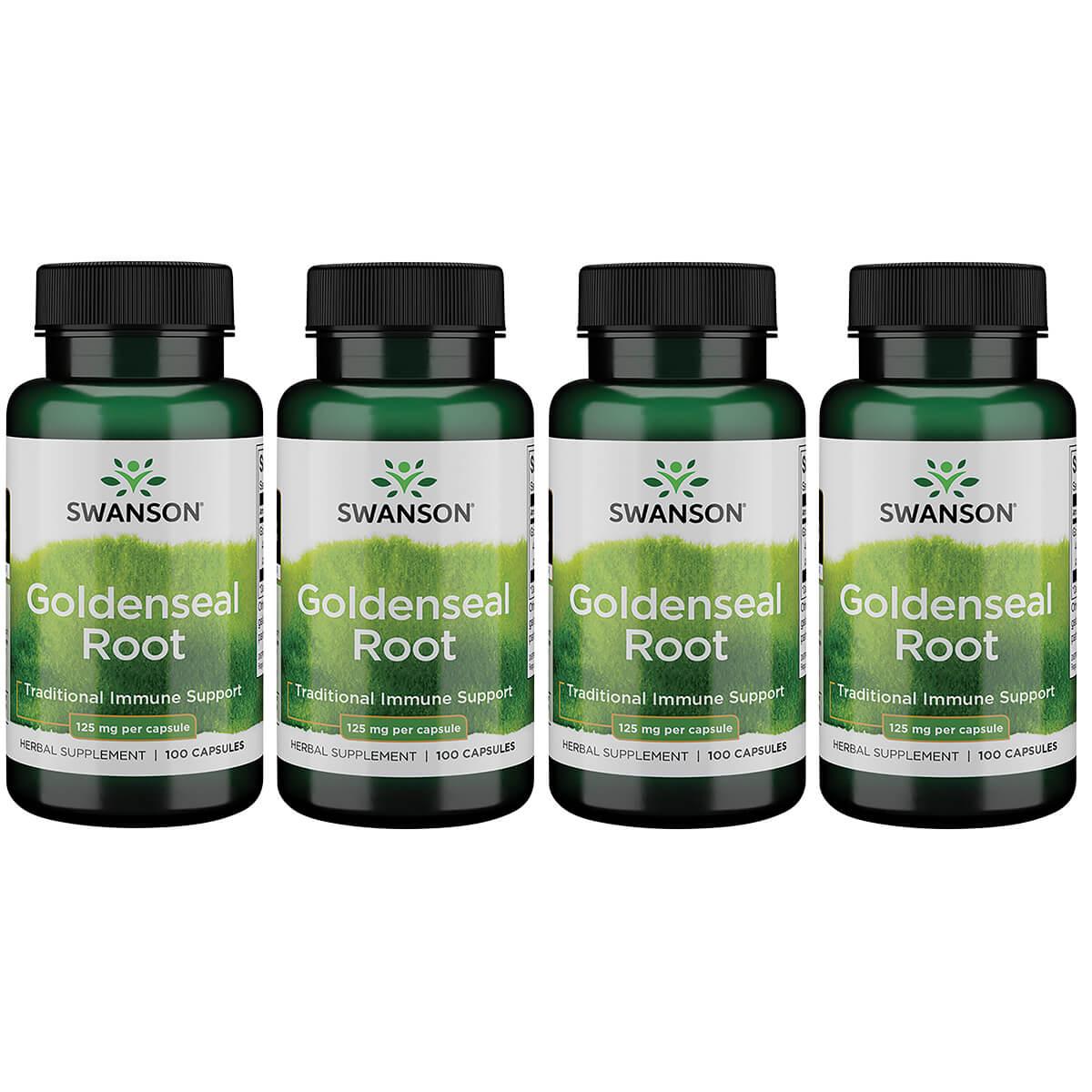Swanson Premium Goldenseal Root 4 Pack Vitamin 125 mg 100 Caps Herbs and Supplements