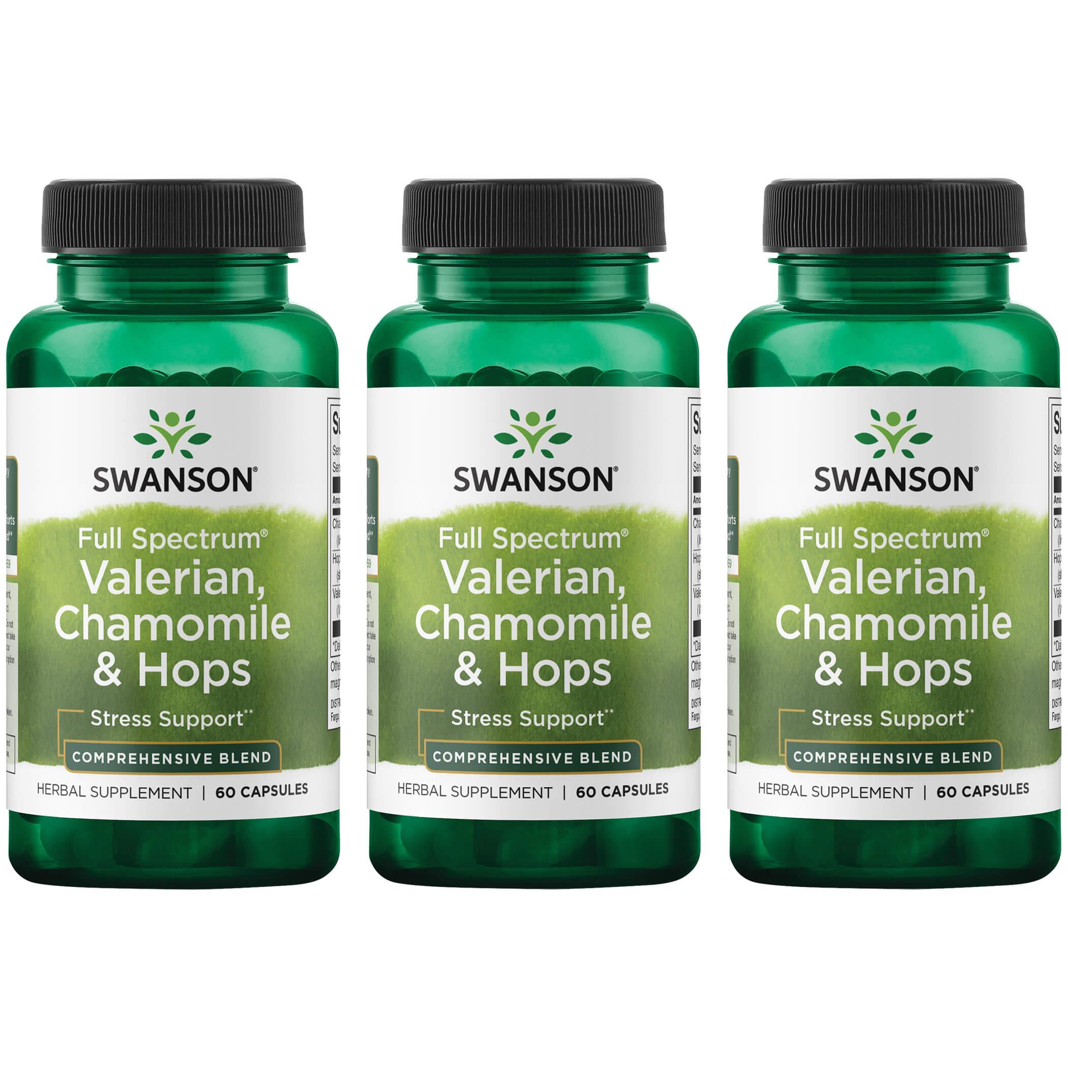 Swanson Premium Full Spectrum Valerian, Chamomile & Hops 3 Pack Vitamin 60 Caps