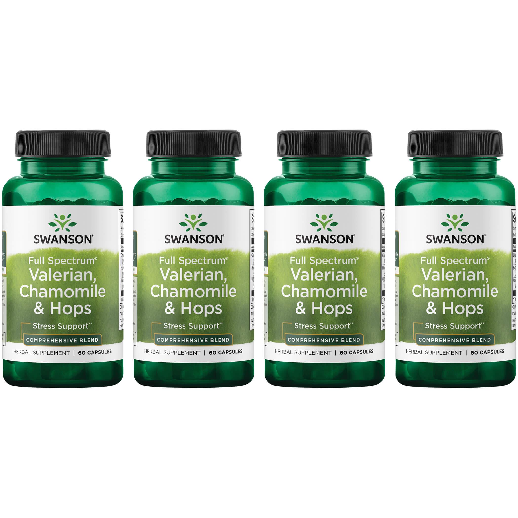Swanson Premium Full Spectrum Valerian, Chamomile & Hops 4 Pack Vitamin 60 Caps