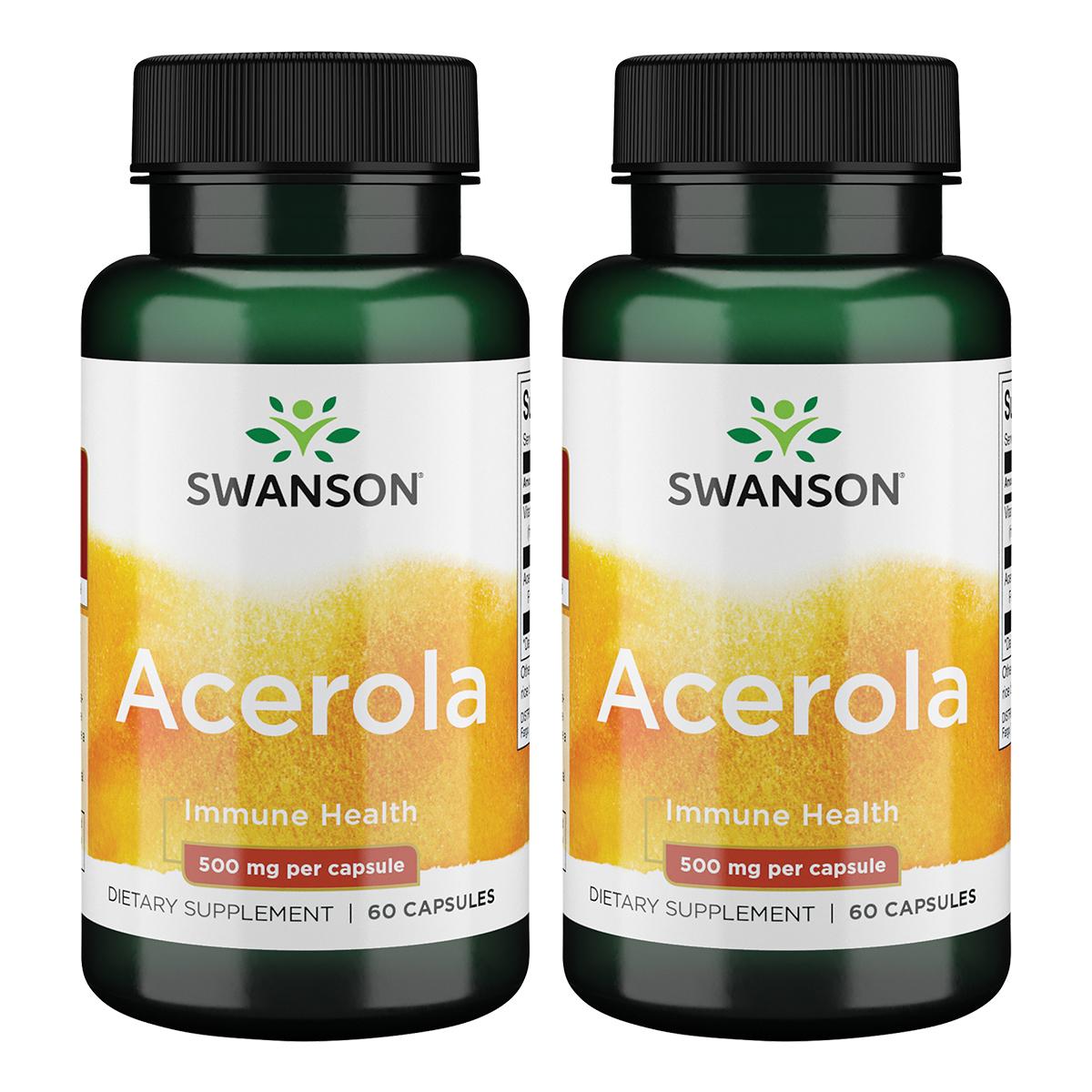 Swanson Premium Acerola 2 Pack Vitamin 500 mg 60 Caps Vitamin C