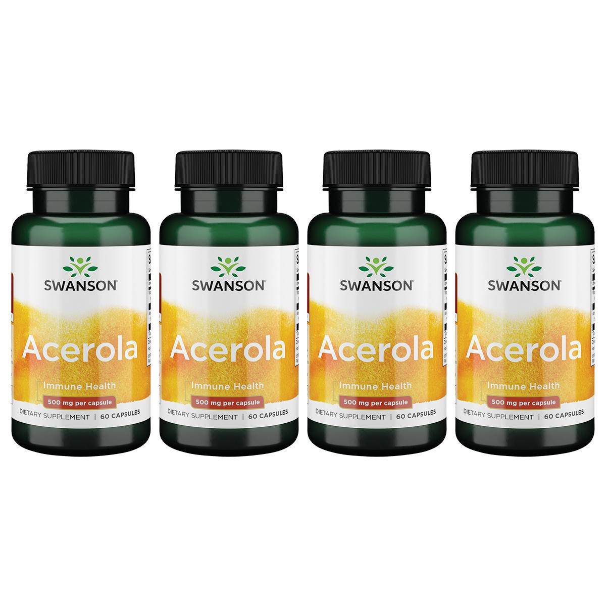 Swanson Premium Acerola 4 Pack Vitamin 500 mg 60 Caps Vitamin C