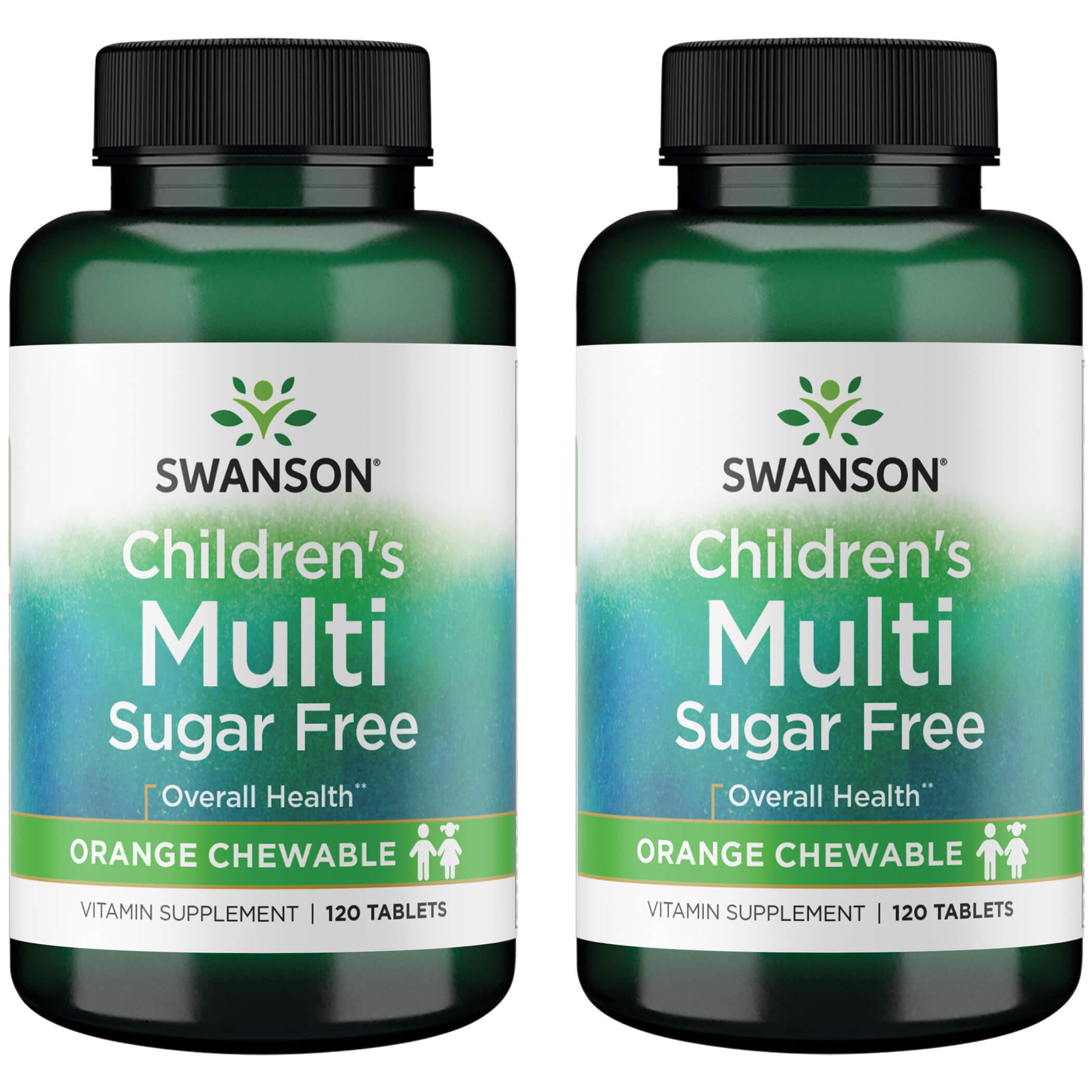 Swanson Premium Chewable Multi for Children - Orange Flavored 2 Pack Vitamin 120 Chewables Childrens Multivitamins