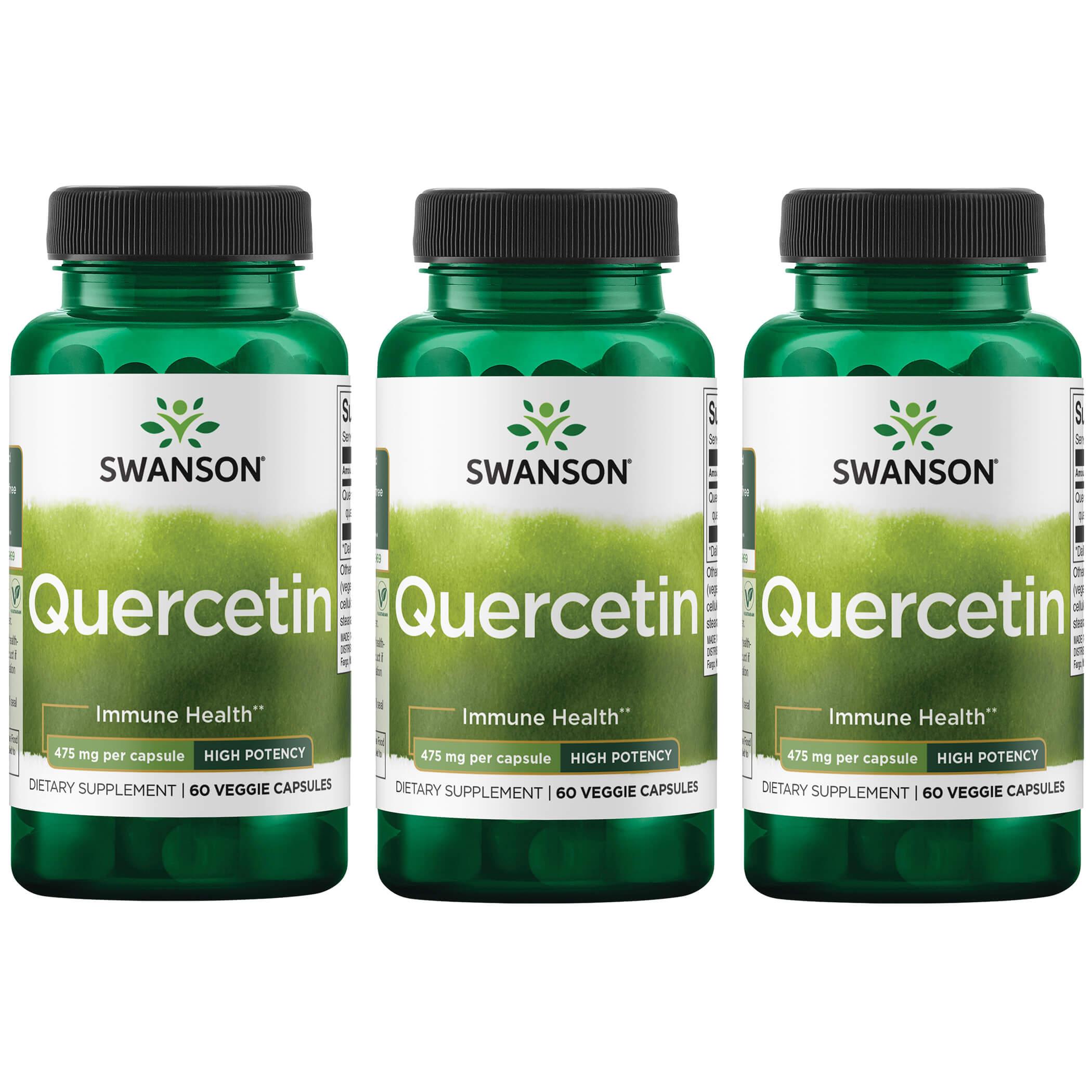 Swanson Premium Quercetin - High Potency 3 Pack Supplement Vitamin 475 mg 60 Veg Caps