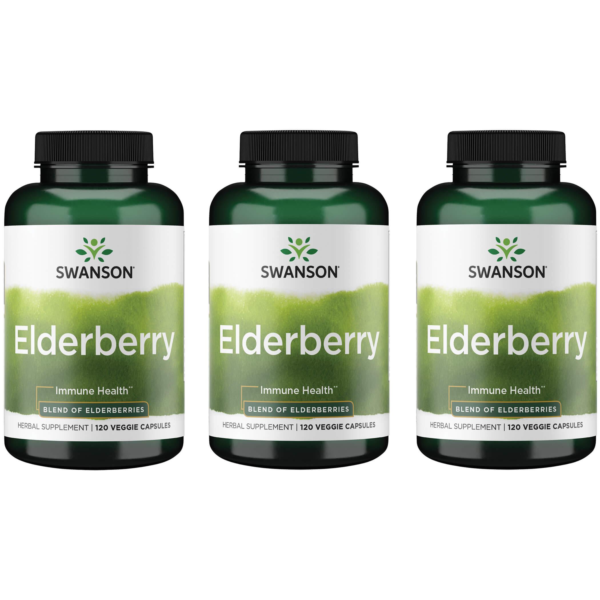 Swanson Premium Elderberry 3 Pack Vitamin 120 Veg Caps