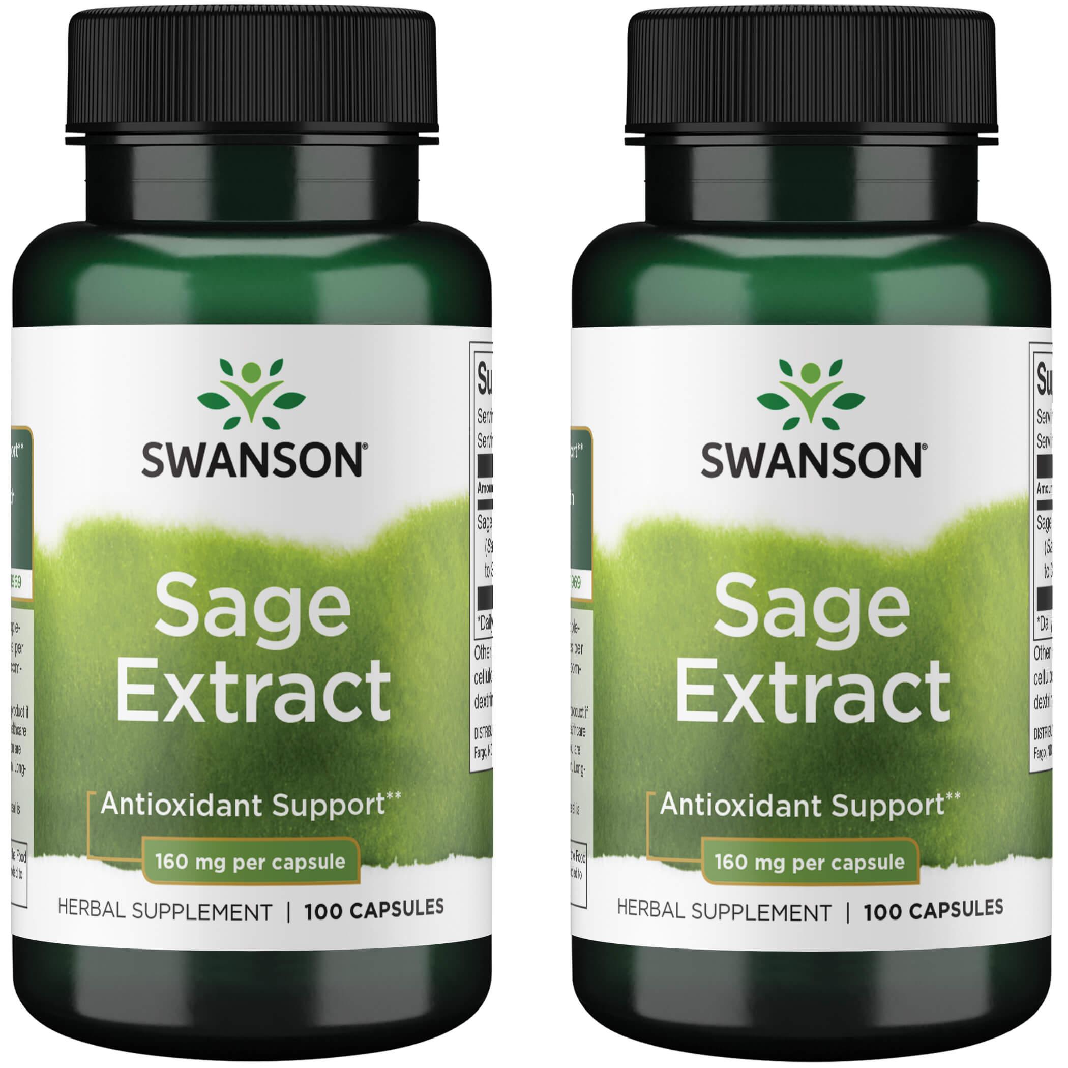 Swanson Premium Sage Extract 2 Pack Vitamin 160 mg 100 Caps
