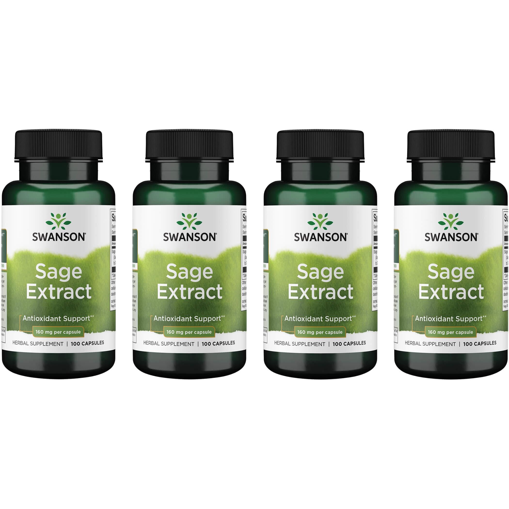 Swanson Premium Sage Extract 4 Pack Vitamin 160 mg 100 Caps