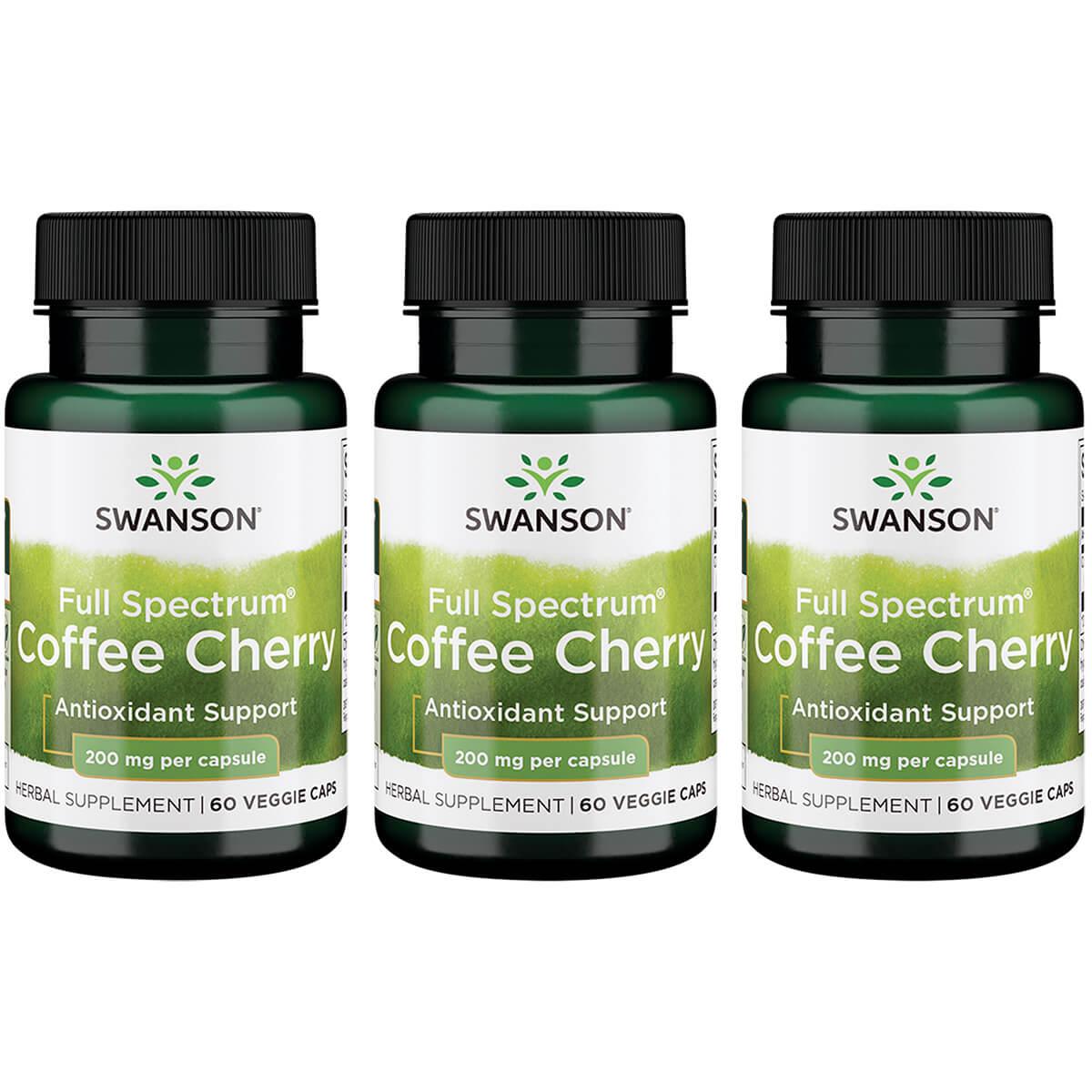 Swanson Premium Full Spectrum Coffee Cherry 3 Pack Vitamin 200 mg 60 Veg Caps